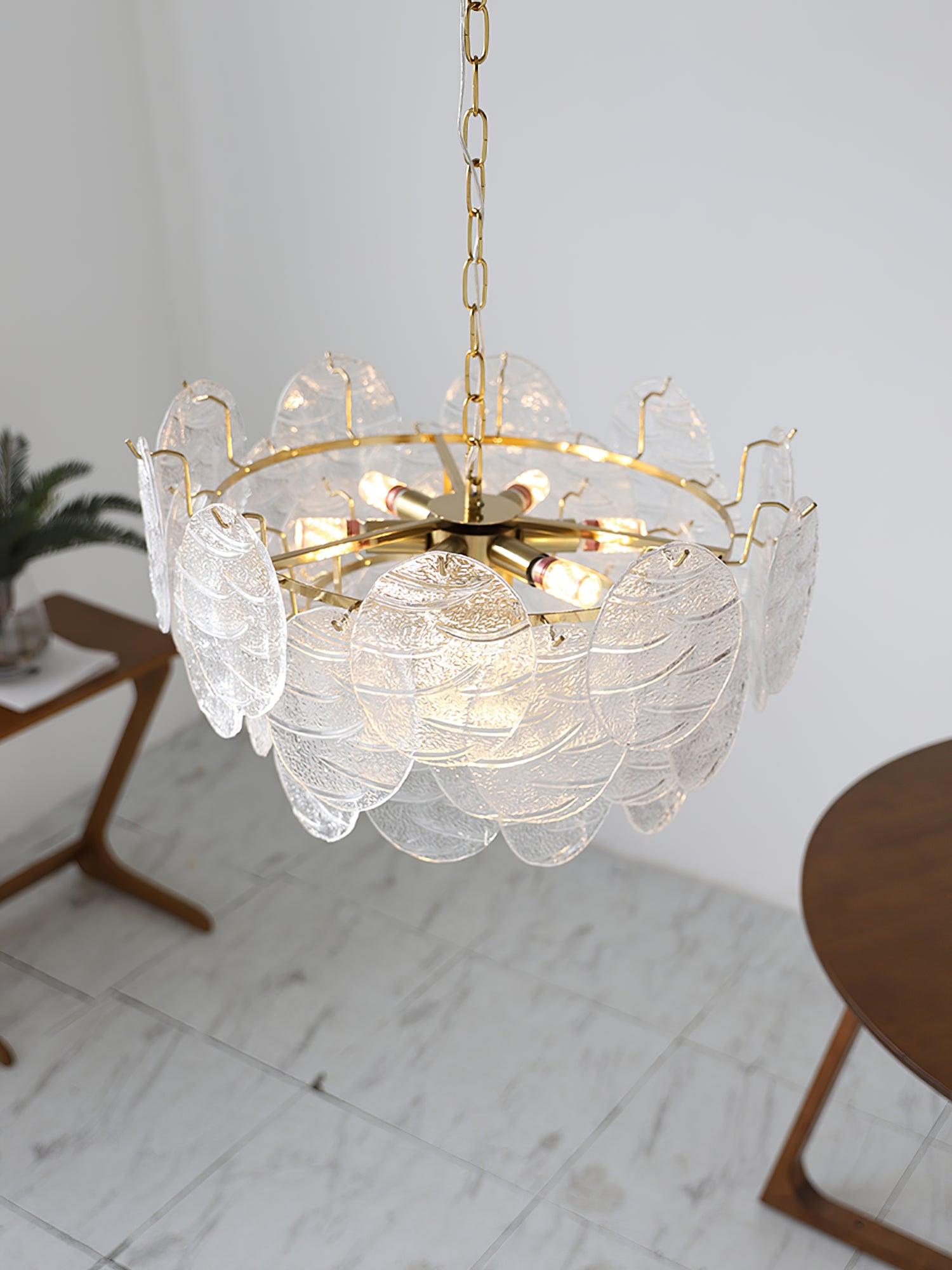 Lustra Kronleuchter Glasscheibe Gold-Letslighting