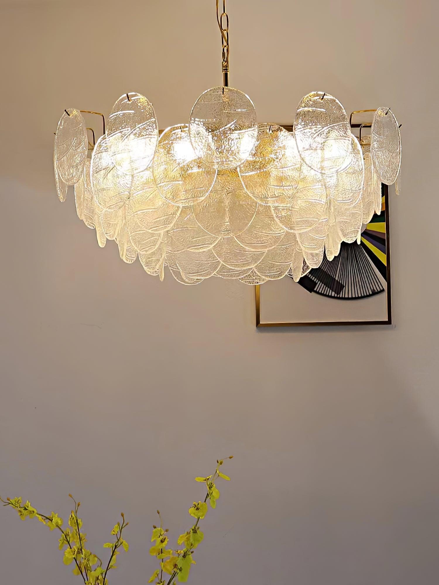 Lustra Kronleuchter Glasscheibe Gold-Letslighting