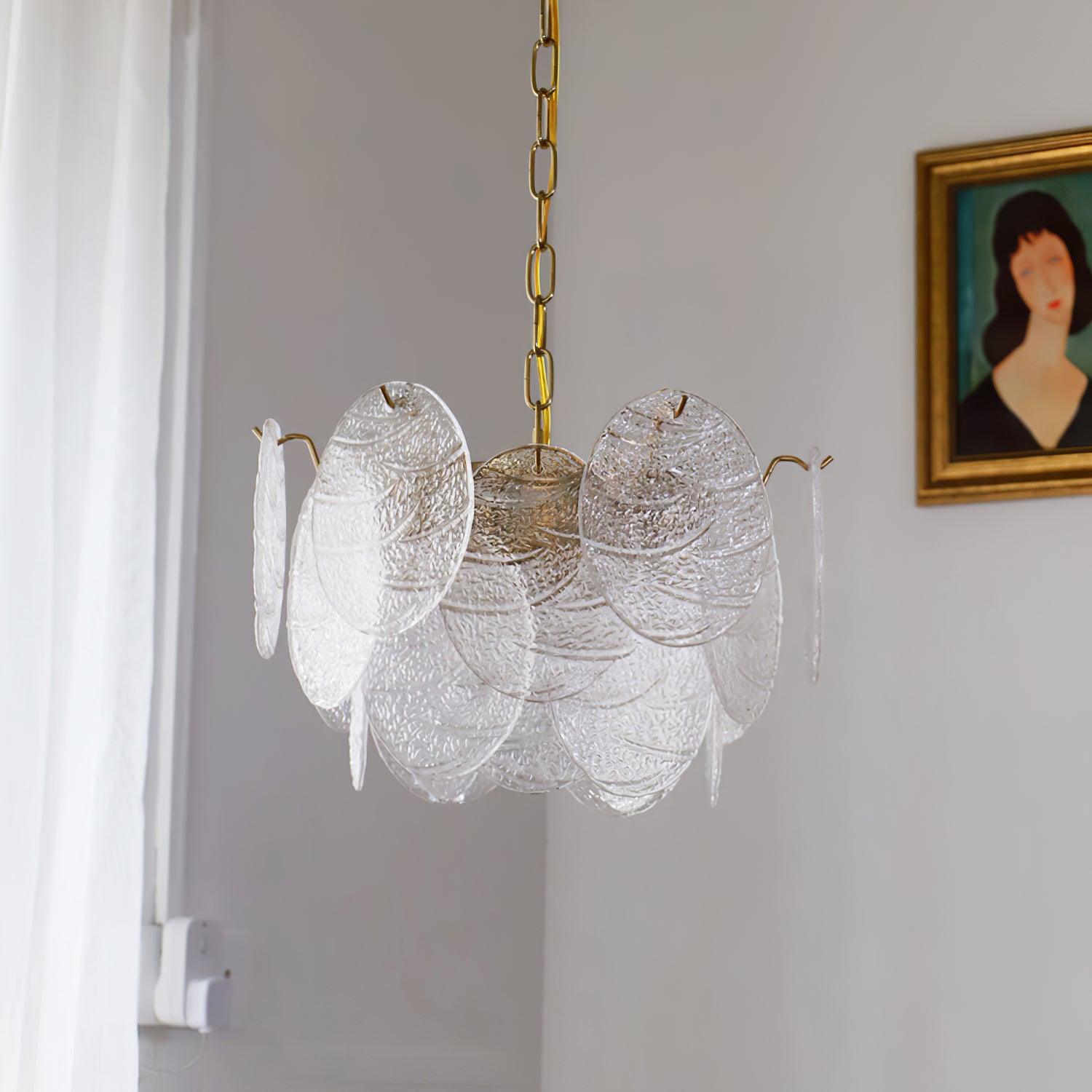 Lustra Kronleuchter Glasscheibe Gold-Letslighting