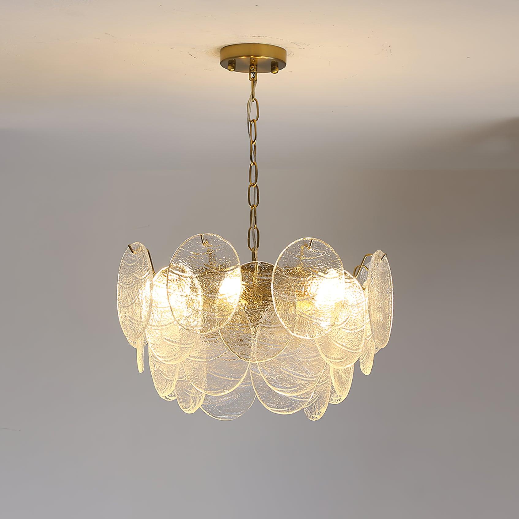 Lustra Kronleuchter Glasscheibe Gold-Letslighting