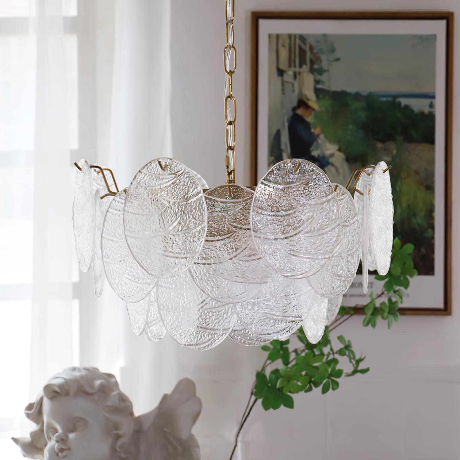 Lustra Kronleuchter Glasscheibe Gold-Letslighting