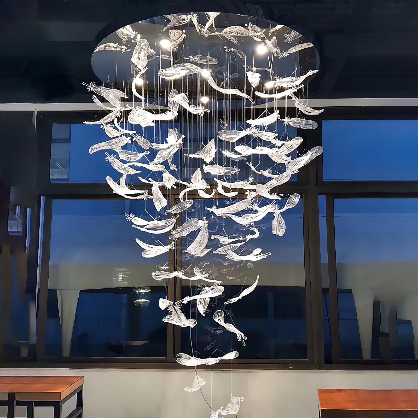 Aetherial Glass Leaf Chandelier - Blowlighting