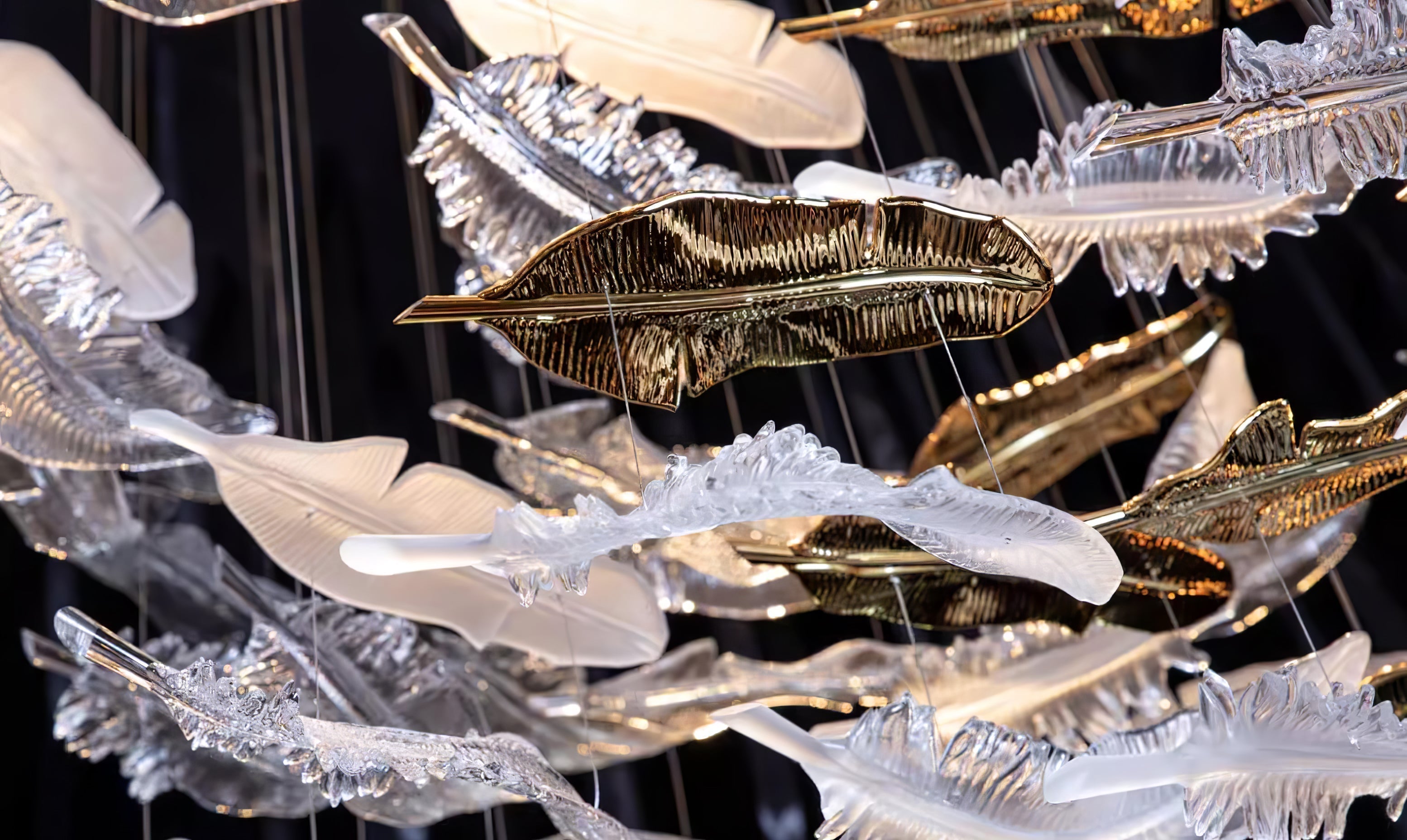 Aetherial Glass Leaf Chandelier - Blowlighting