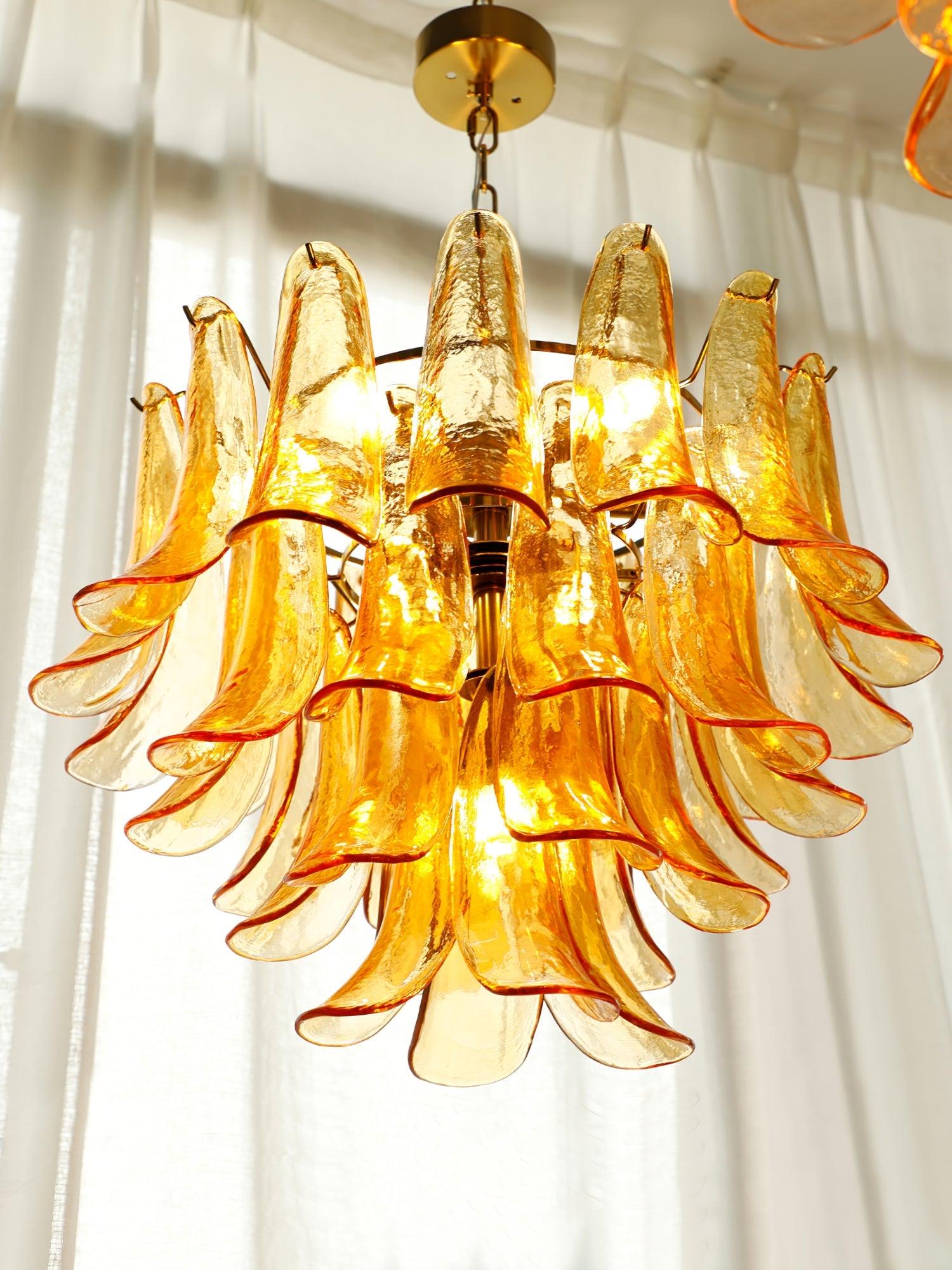 Aurora Chandelier Murano Glass Leaf Golden - Blowlighting