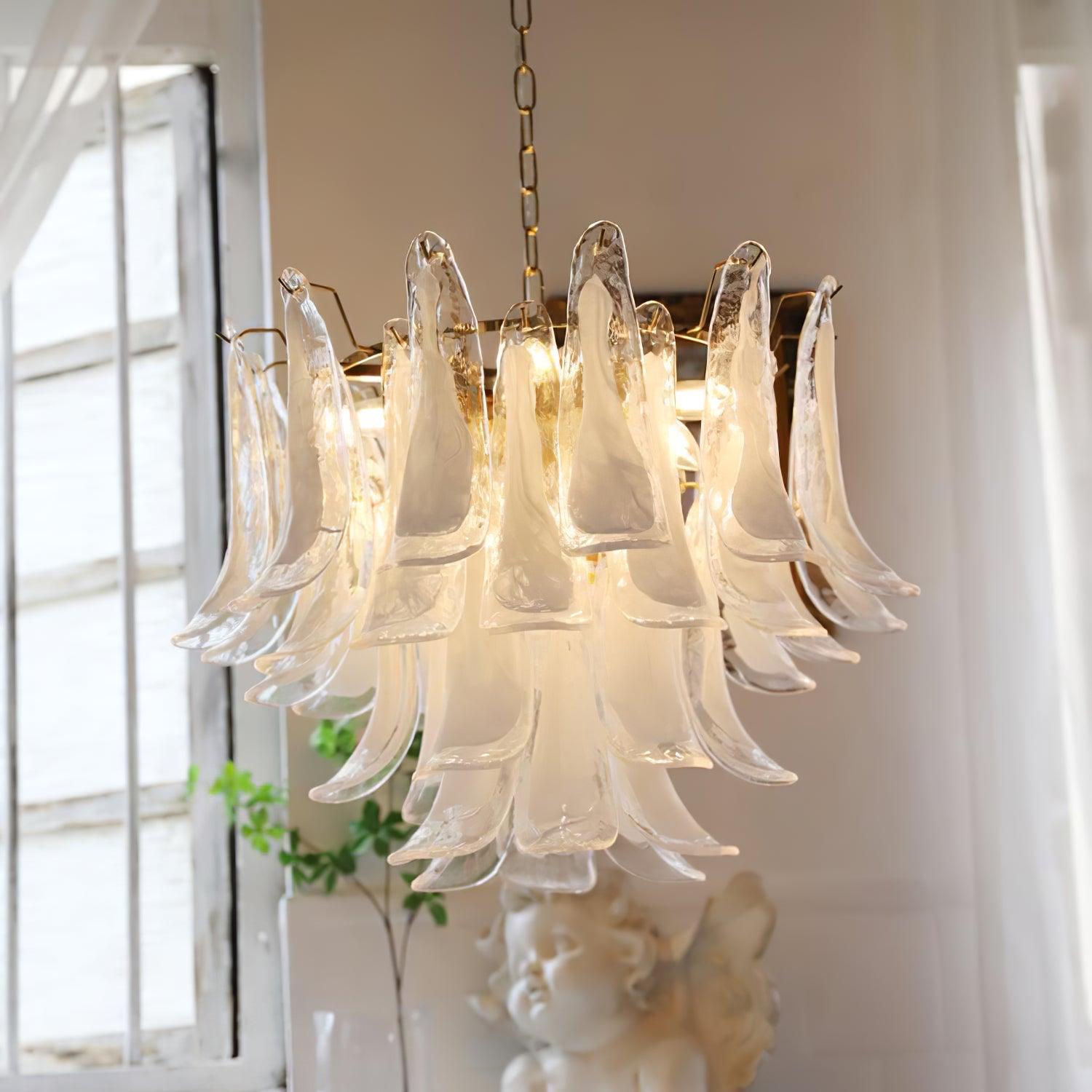 Aurora Chandelier Murano Glass Leaf Golden - Blowlighting