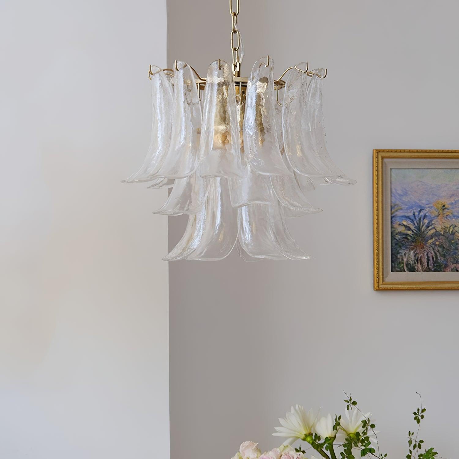 Aurora Chandelier Murano Glass Leaf Golden - Blowlighting