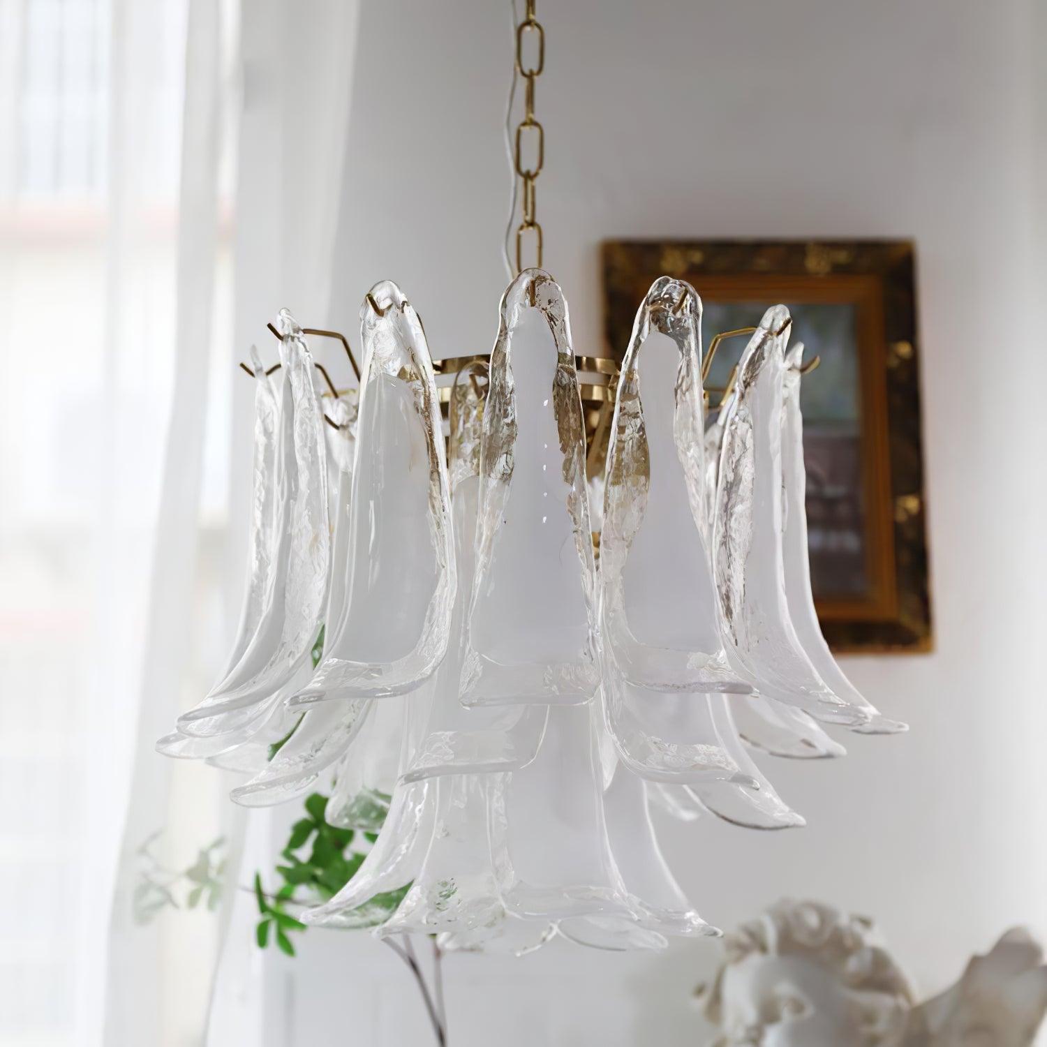 Aurora Chandelier Murano Glass Leaf Golden - Blowlighting