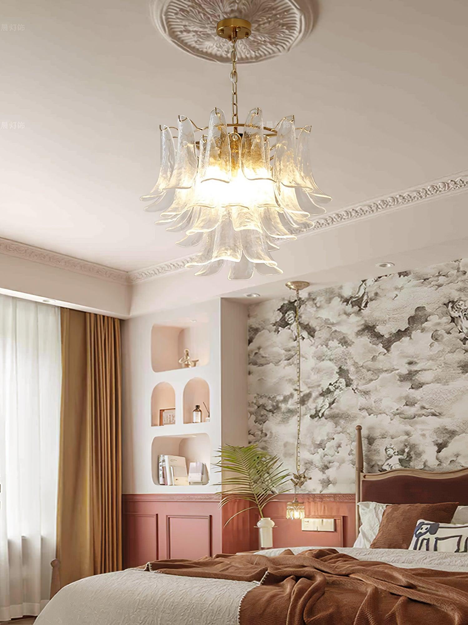 Aurora Chandelier Murano Glass Leaf Golden - Blowlighting