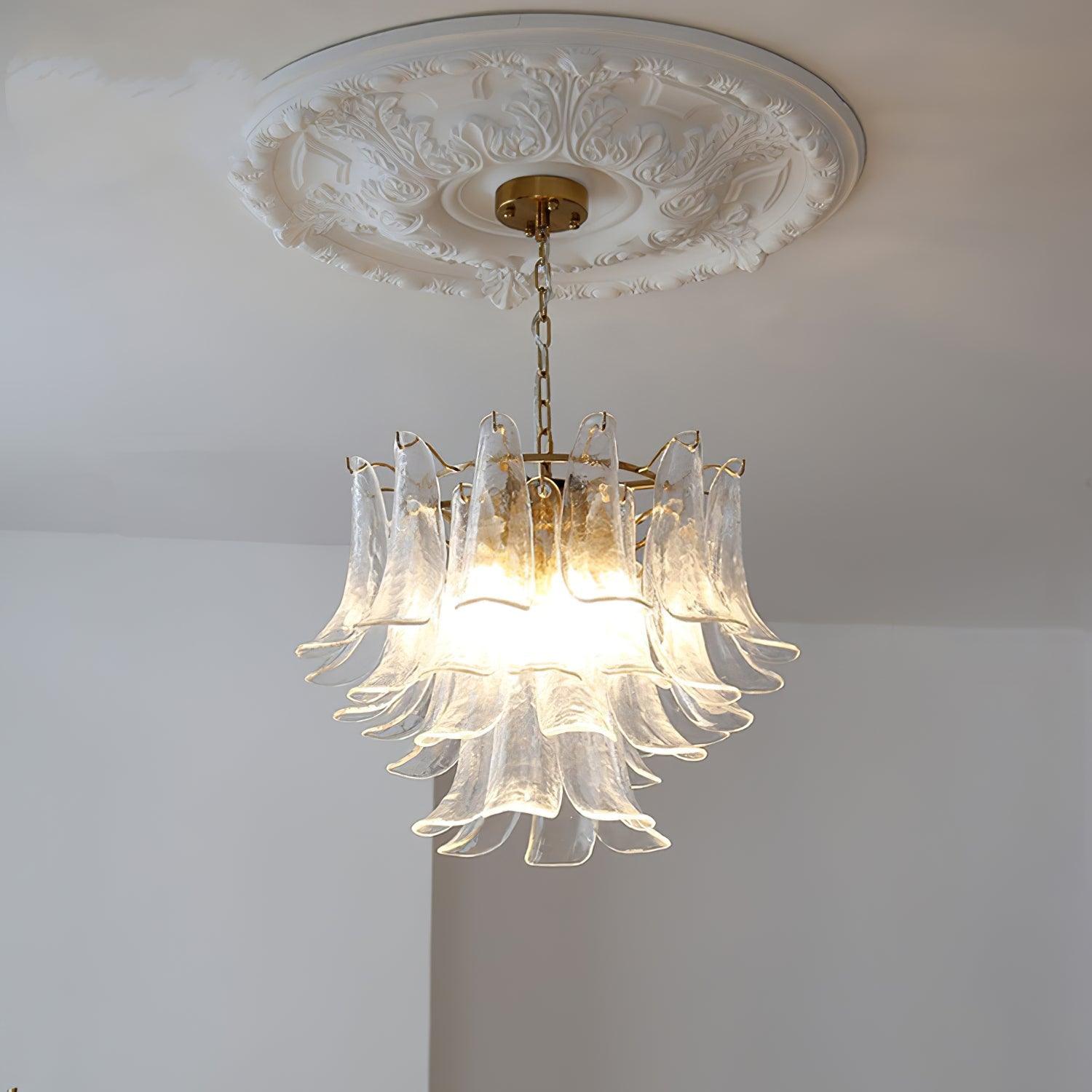 Aurora Chandelier Murano Glass Leaf Golden - Blowlighting