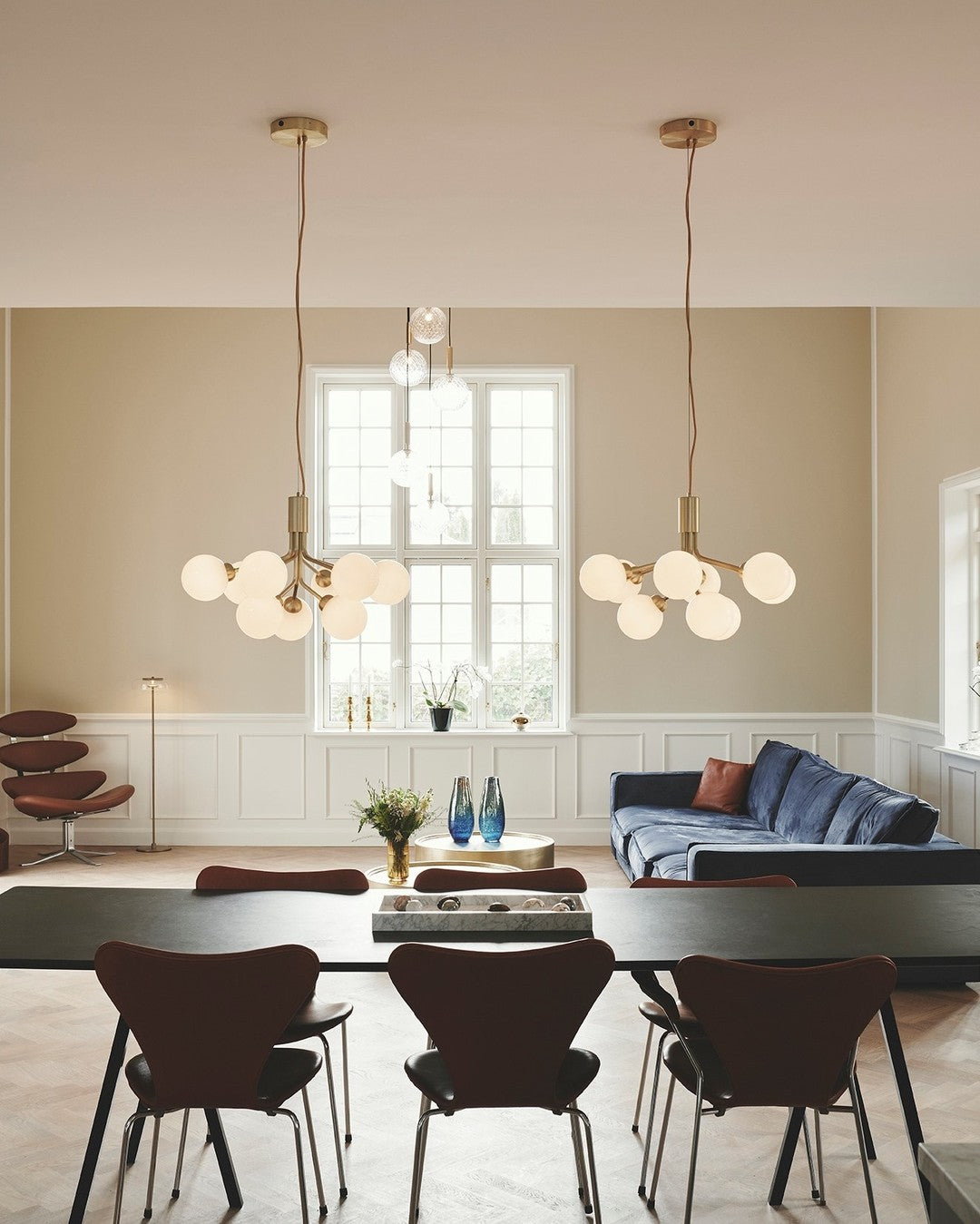 Lustra Pendelleuchte Glaskugel Cluster Messing-Letslighting