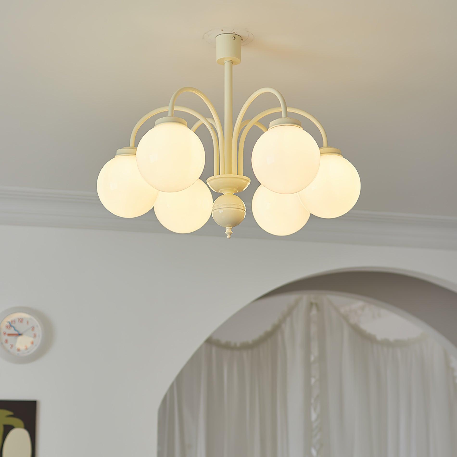 Lustra Kronleuchter Creme Glaskugeln-Letslighting