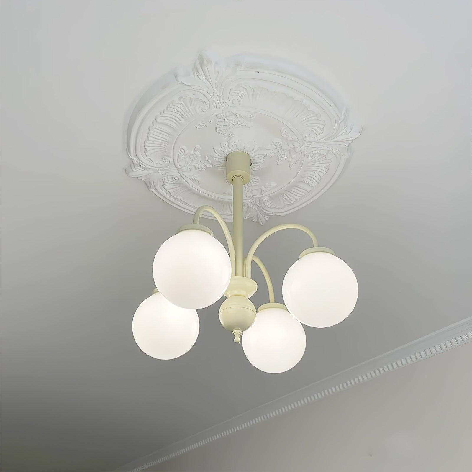Lustra Kronleuchter Creme Glaskugeln-Letslighting