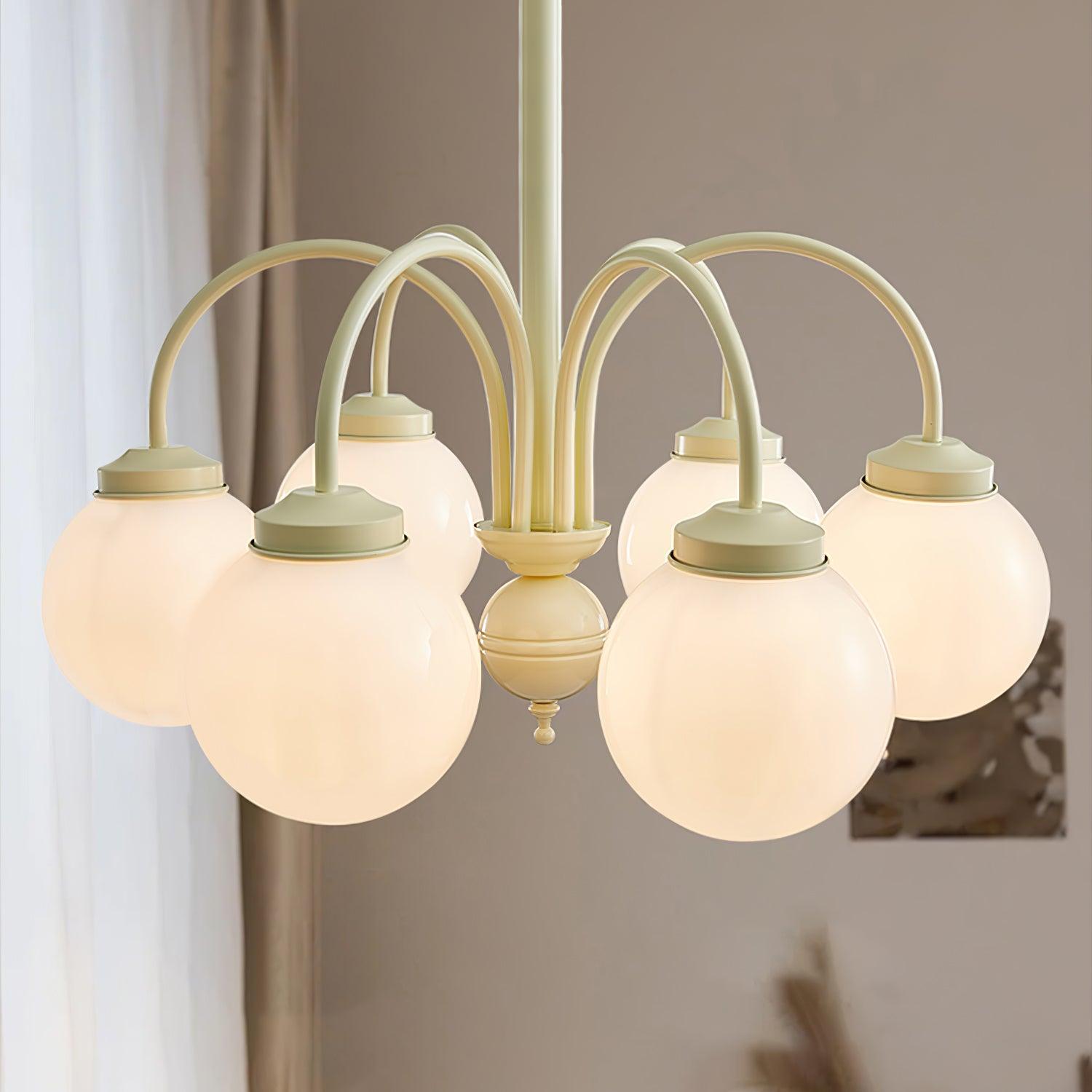 Lustra Kronleuchter Creme Glaskugeln-Letslighting