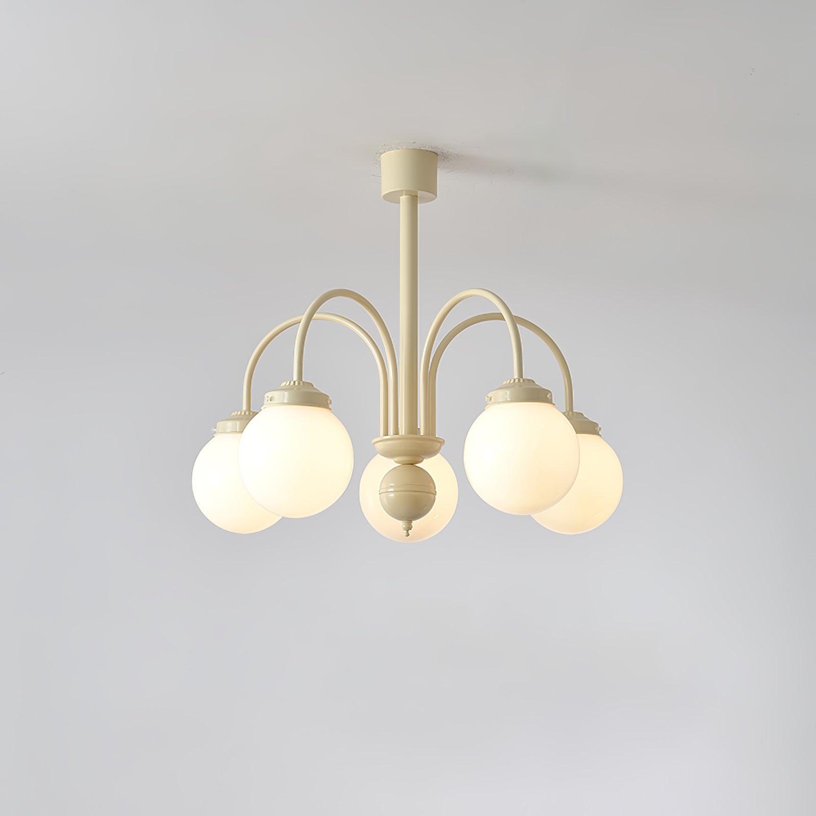 Lustra Kronleuchter Creme Glaskugeln-Letslighting