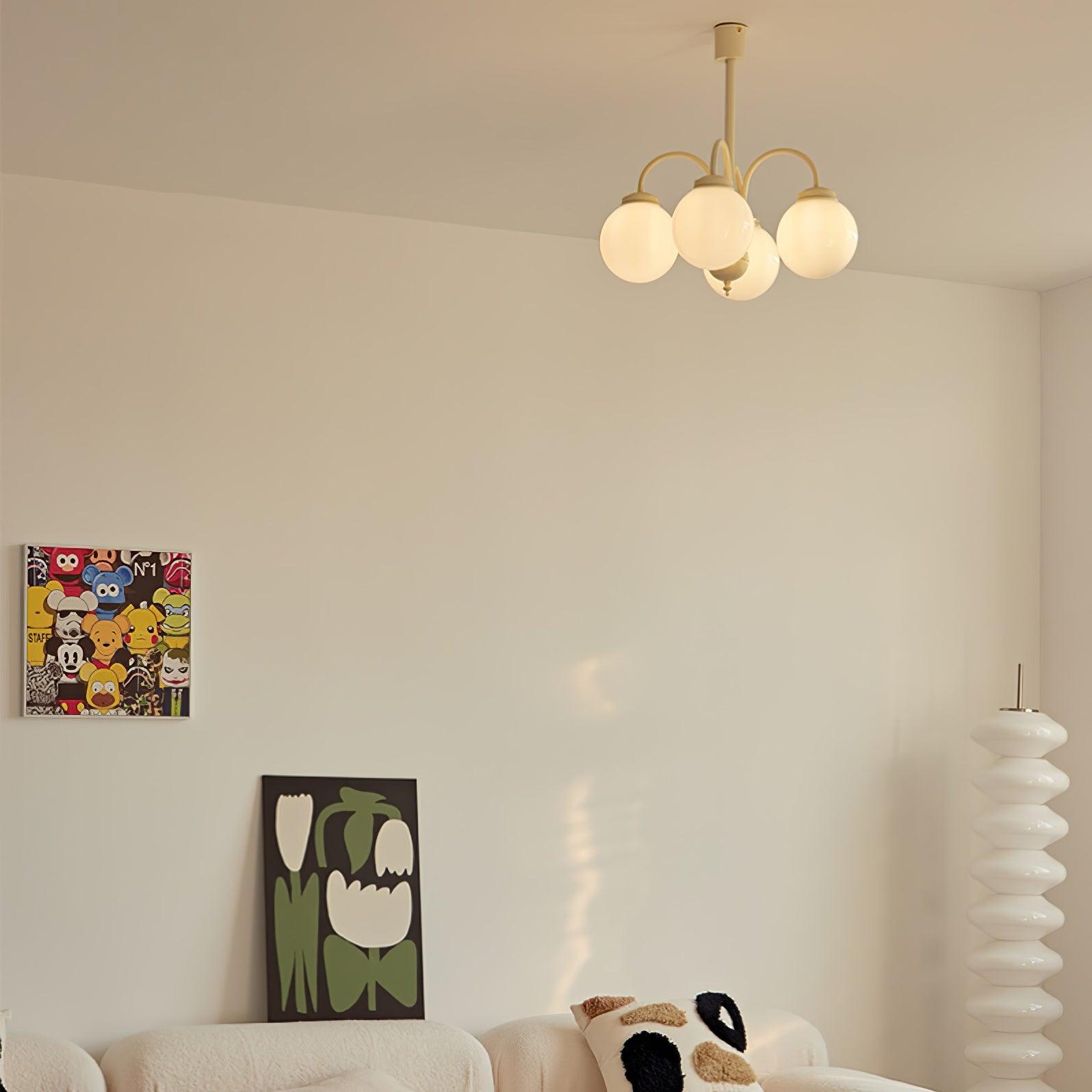 Lustra Kronleuchter Creme Glaskugeln-Letslighting