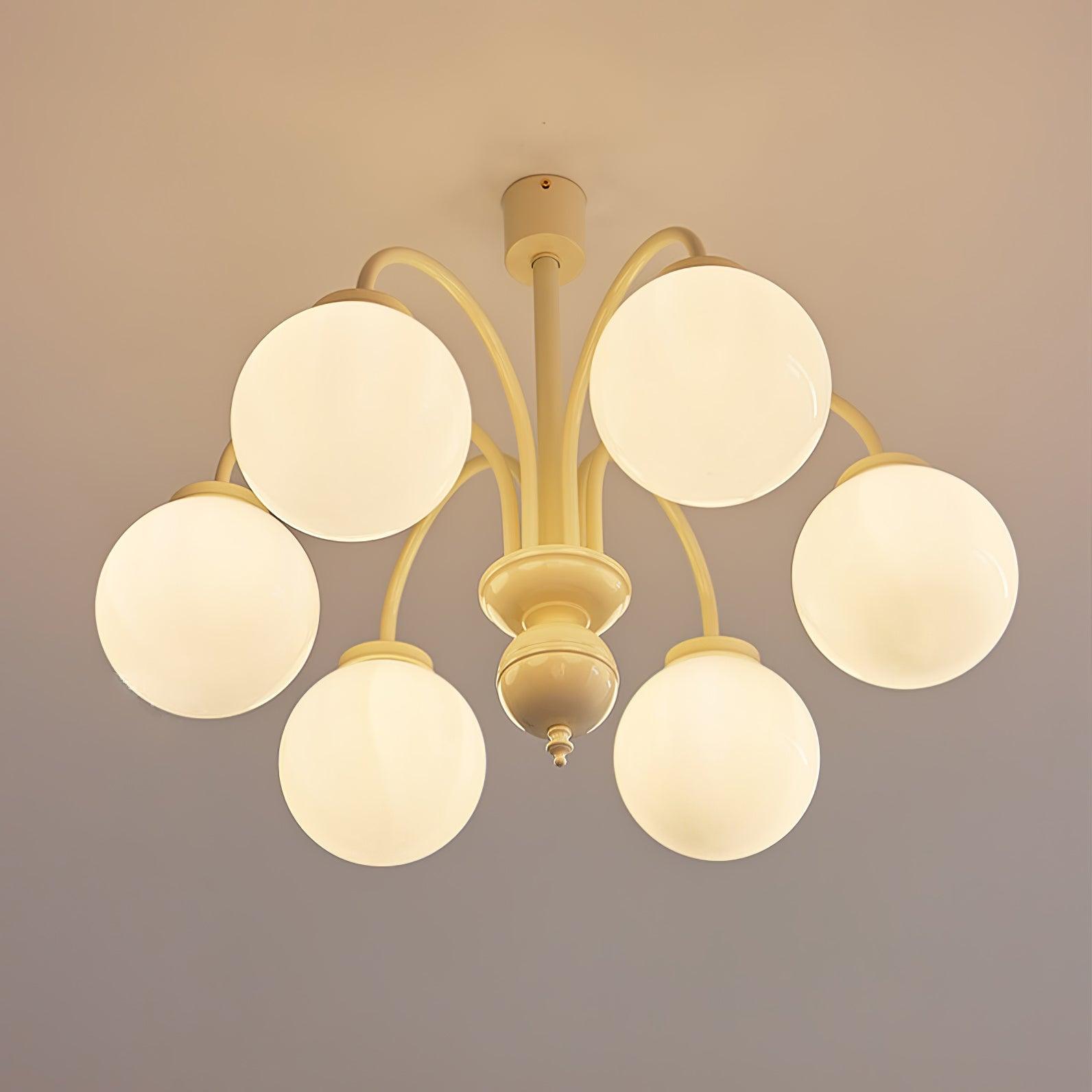 Lustra Kronleuchter Creme Glaskugeln-Letslighting