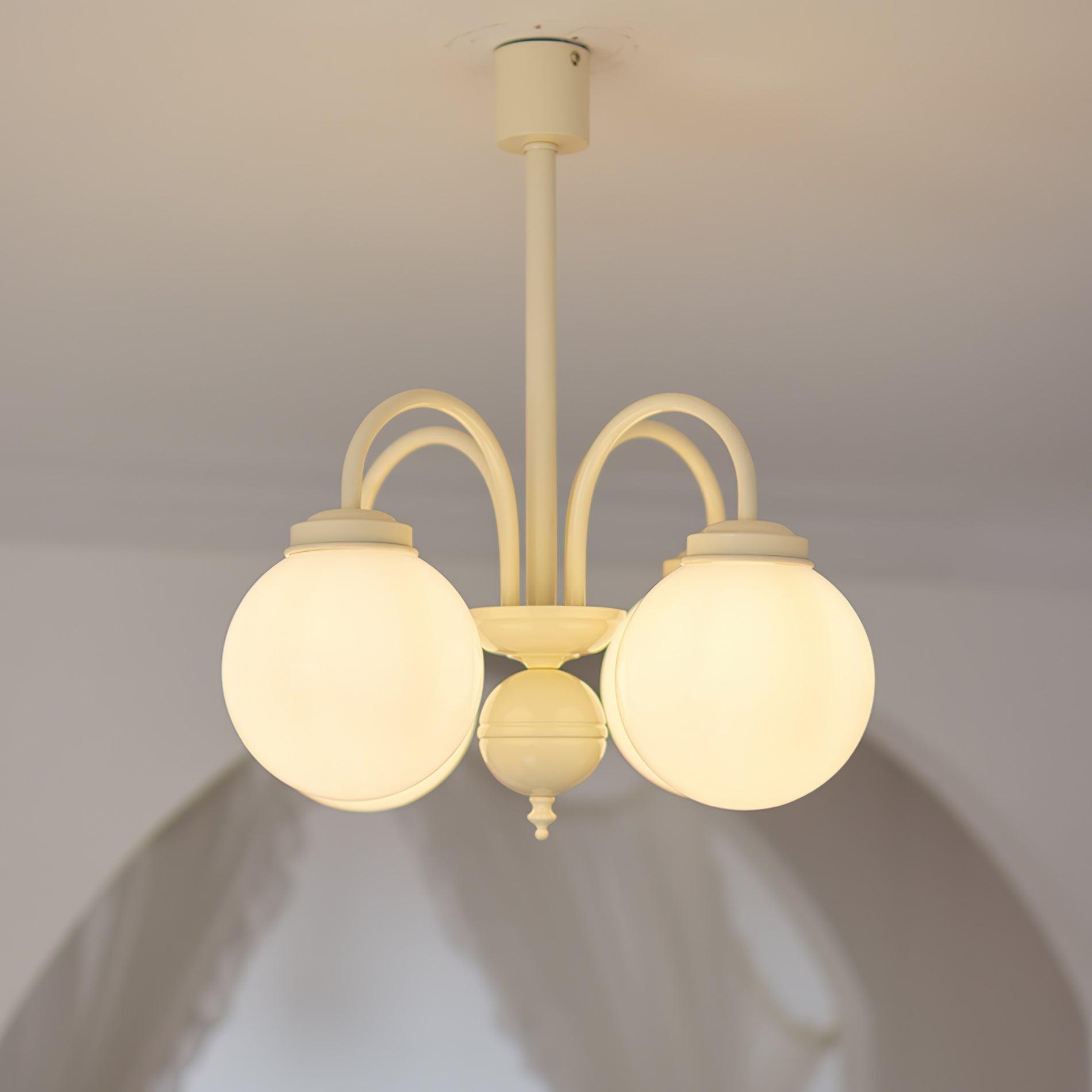 Lustra Kronleuchter Creme Glaskugeln-Letslighting