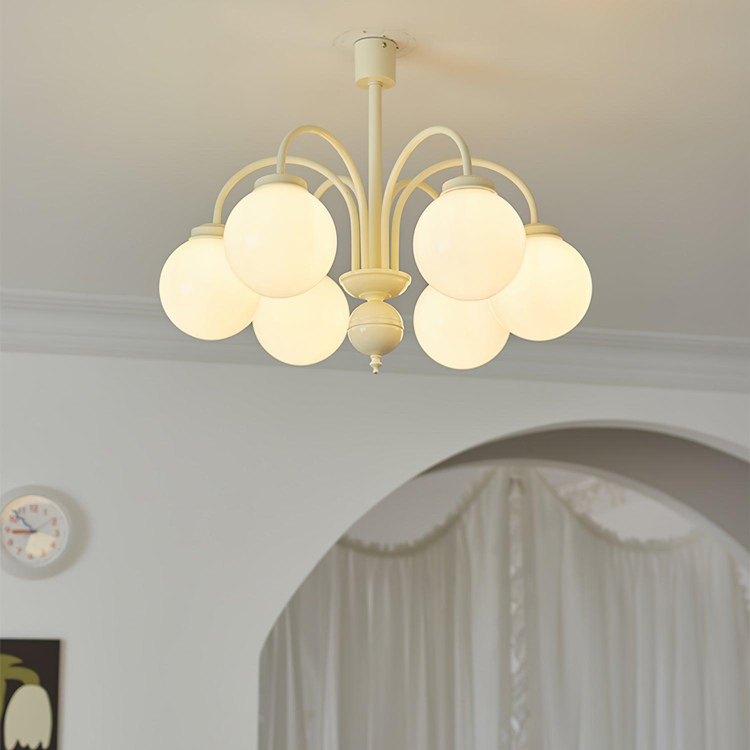 Lustra Kronleuchter Creme Glaskugeln-Letslighting