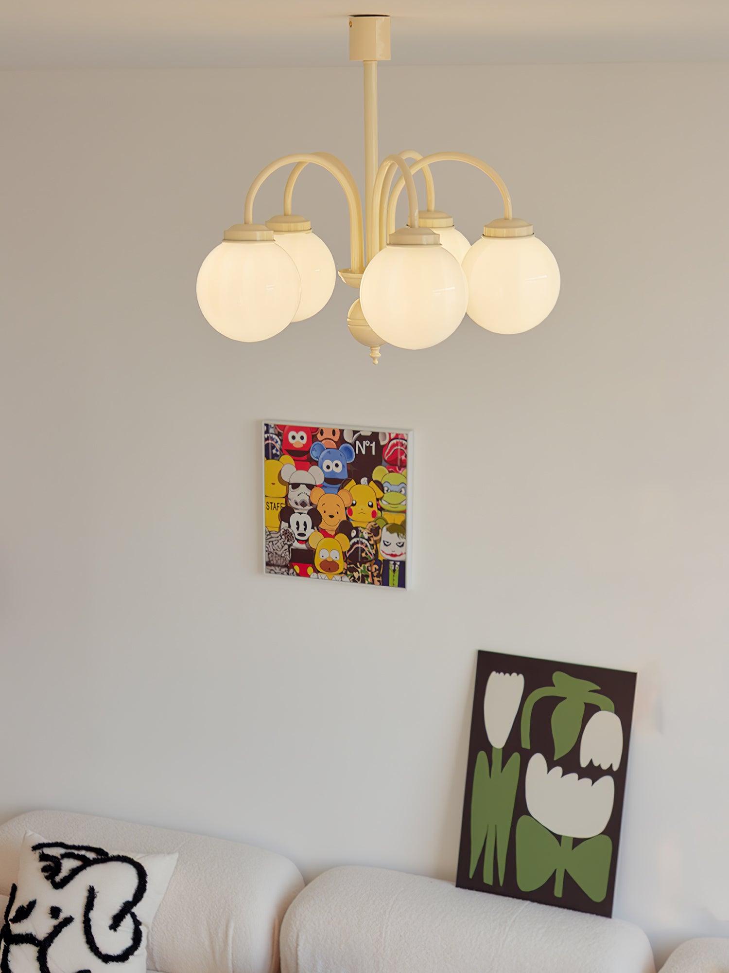 Lustra Kronleuchter Creme Glaskugeln-Letslighting
