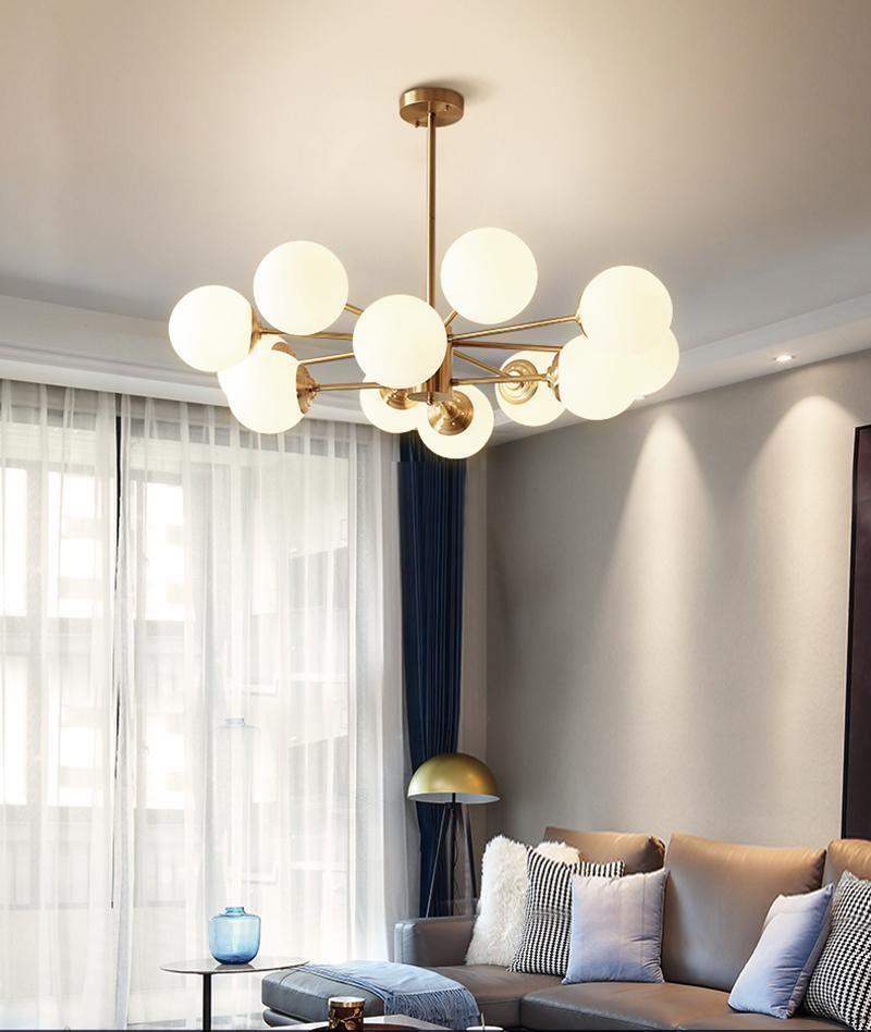Lustra Kronleuchter Messing Opal Glas-Letslighting