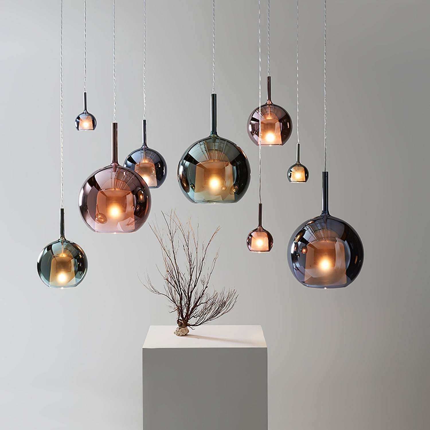 Lustra Pendelleuchte Rauchglas Rund-Letslighting