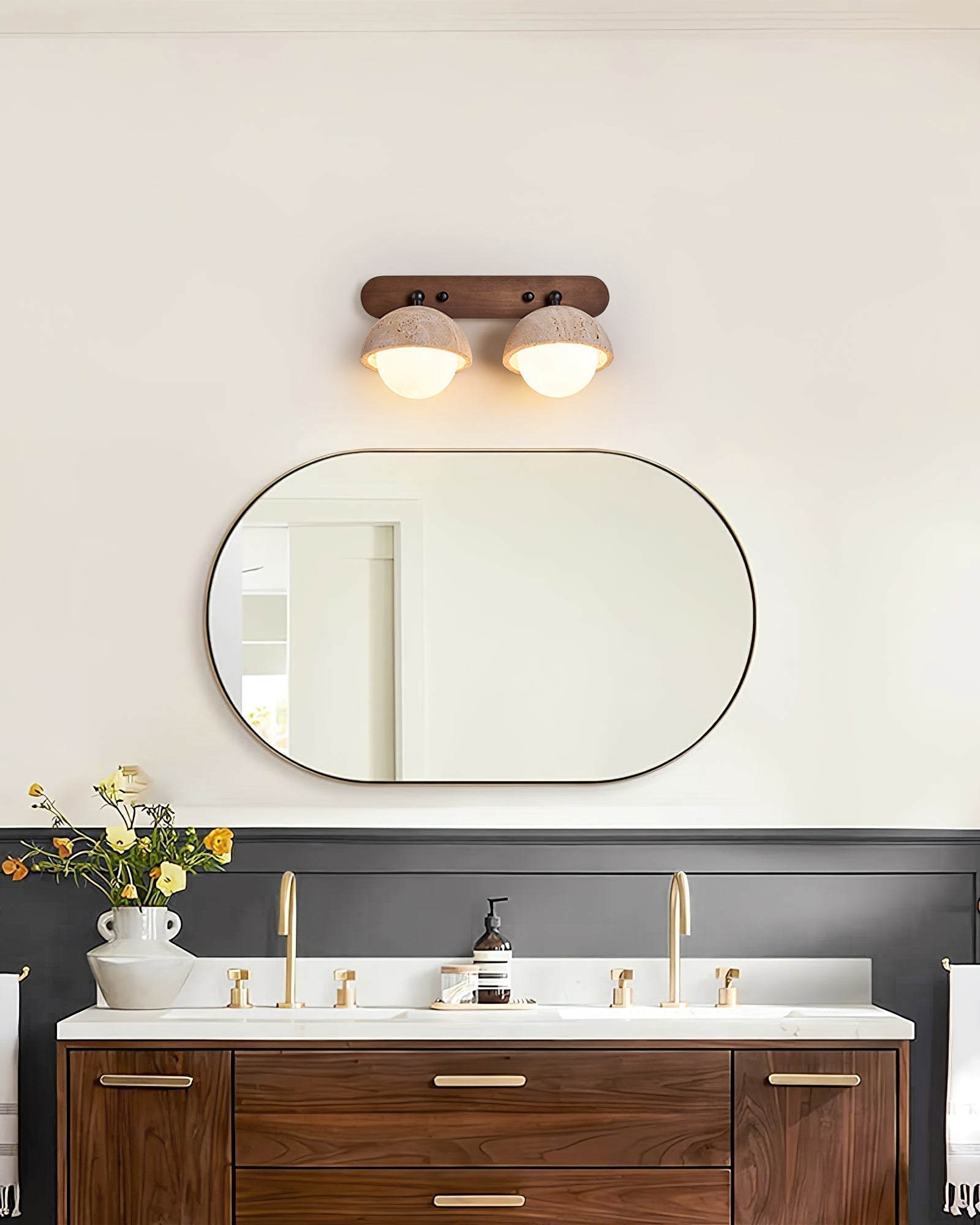 Avtale Arc-Shaped Travertine Wall Light - Neutralighting