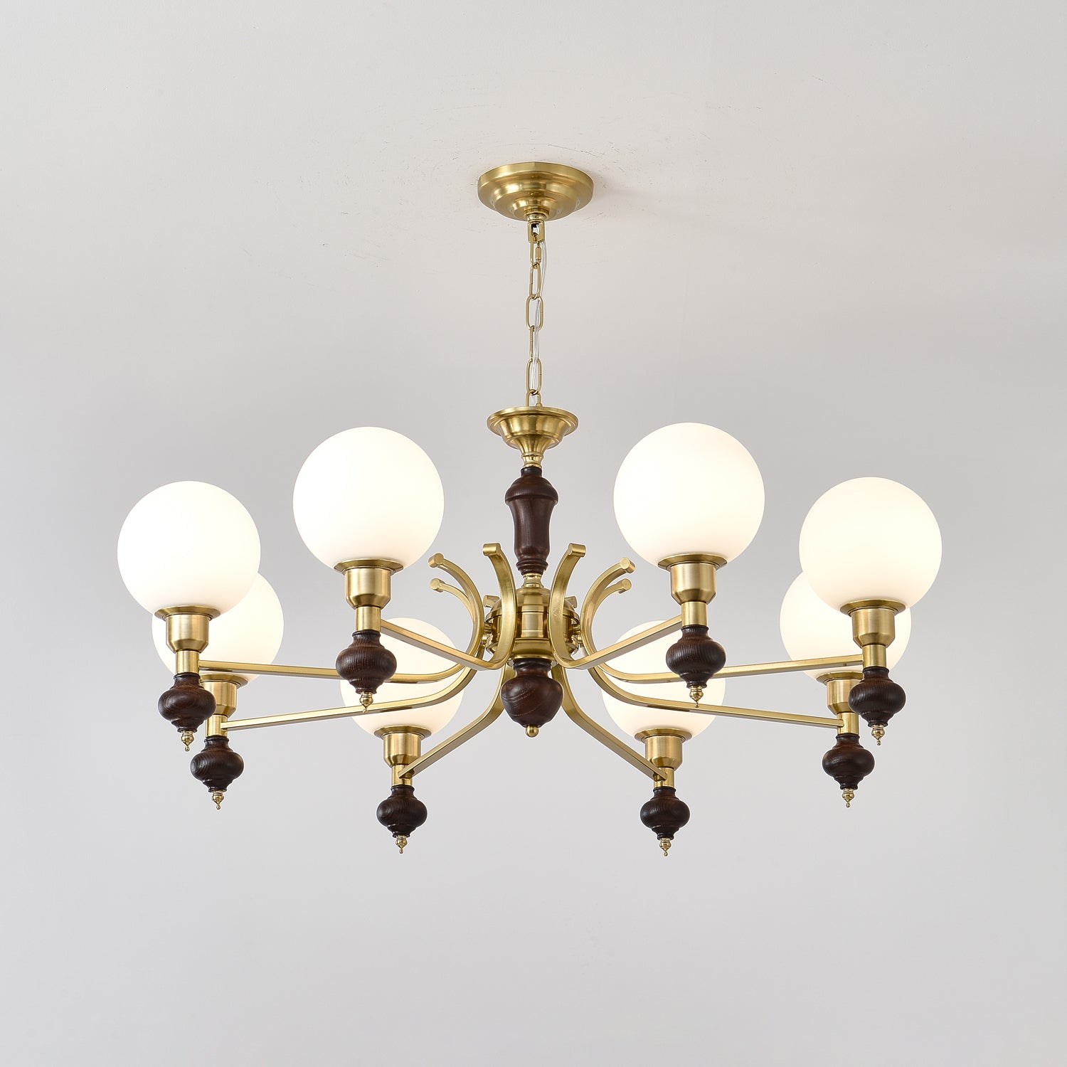 Lustra Kronleuchter Holz Messing Globus Kugel-Letslighting