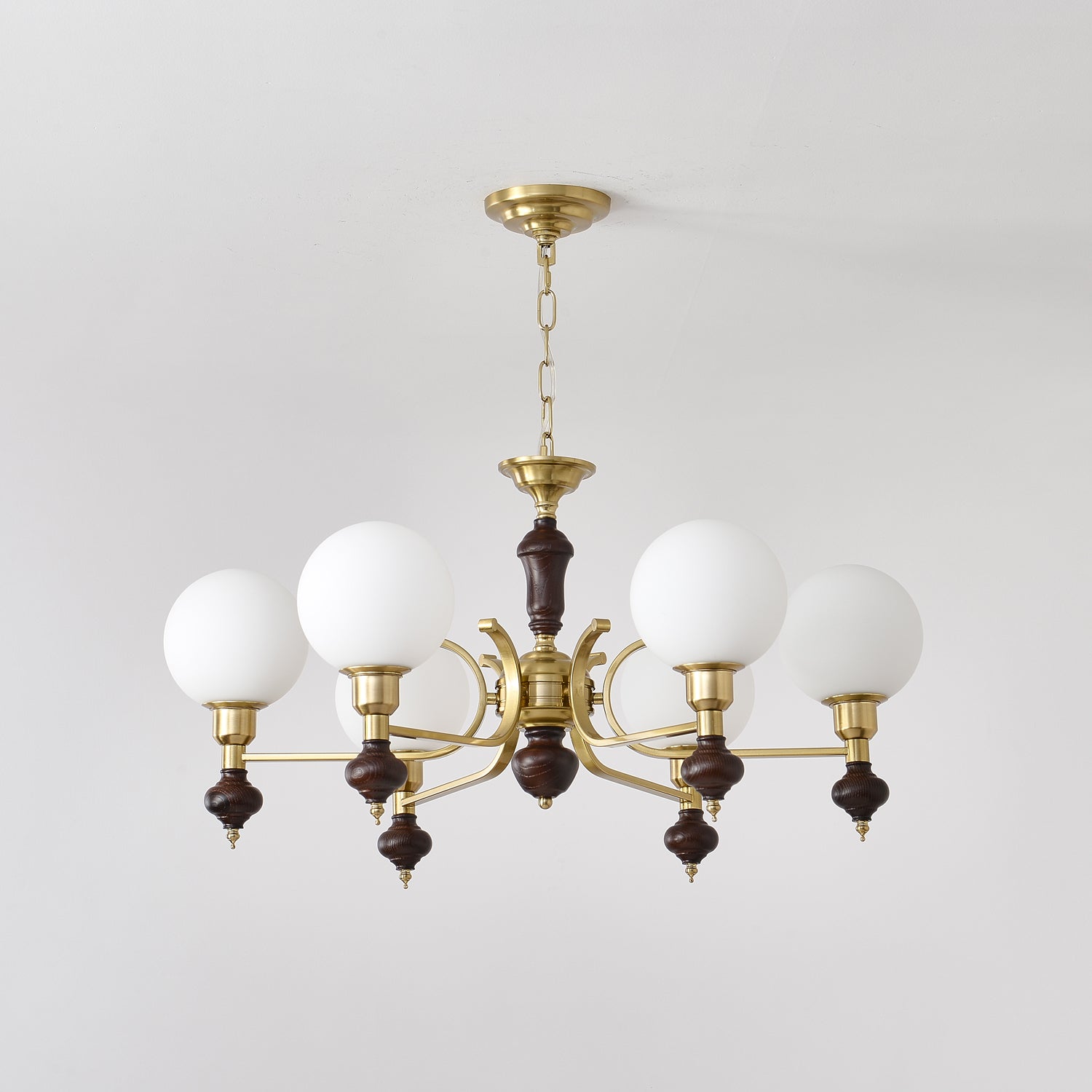 Lustra Kronleuchter Holz Messing Globus Kugel-Letslighting