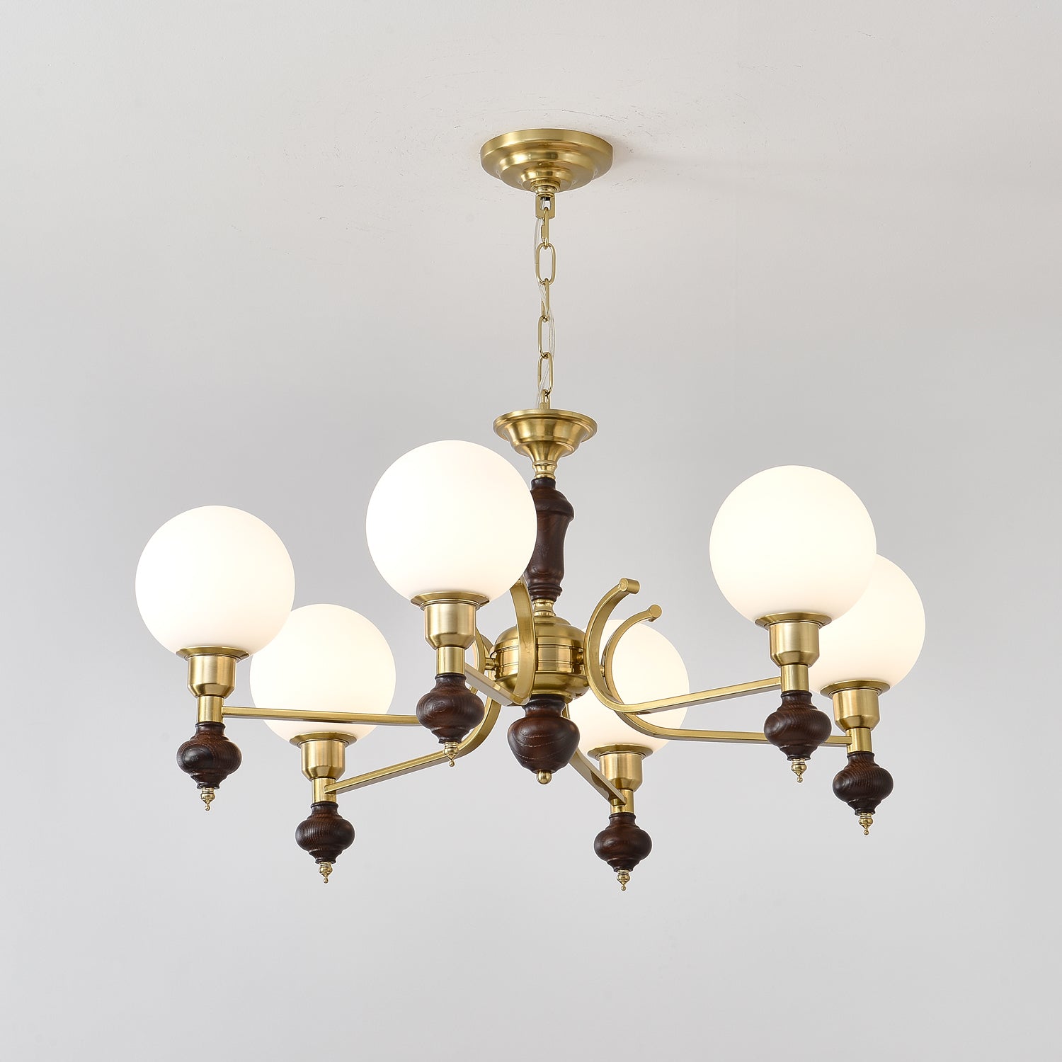 Lustra Kronleuchter Holz Messing Globus Kugel-Letslighting