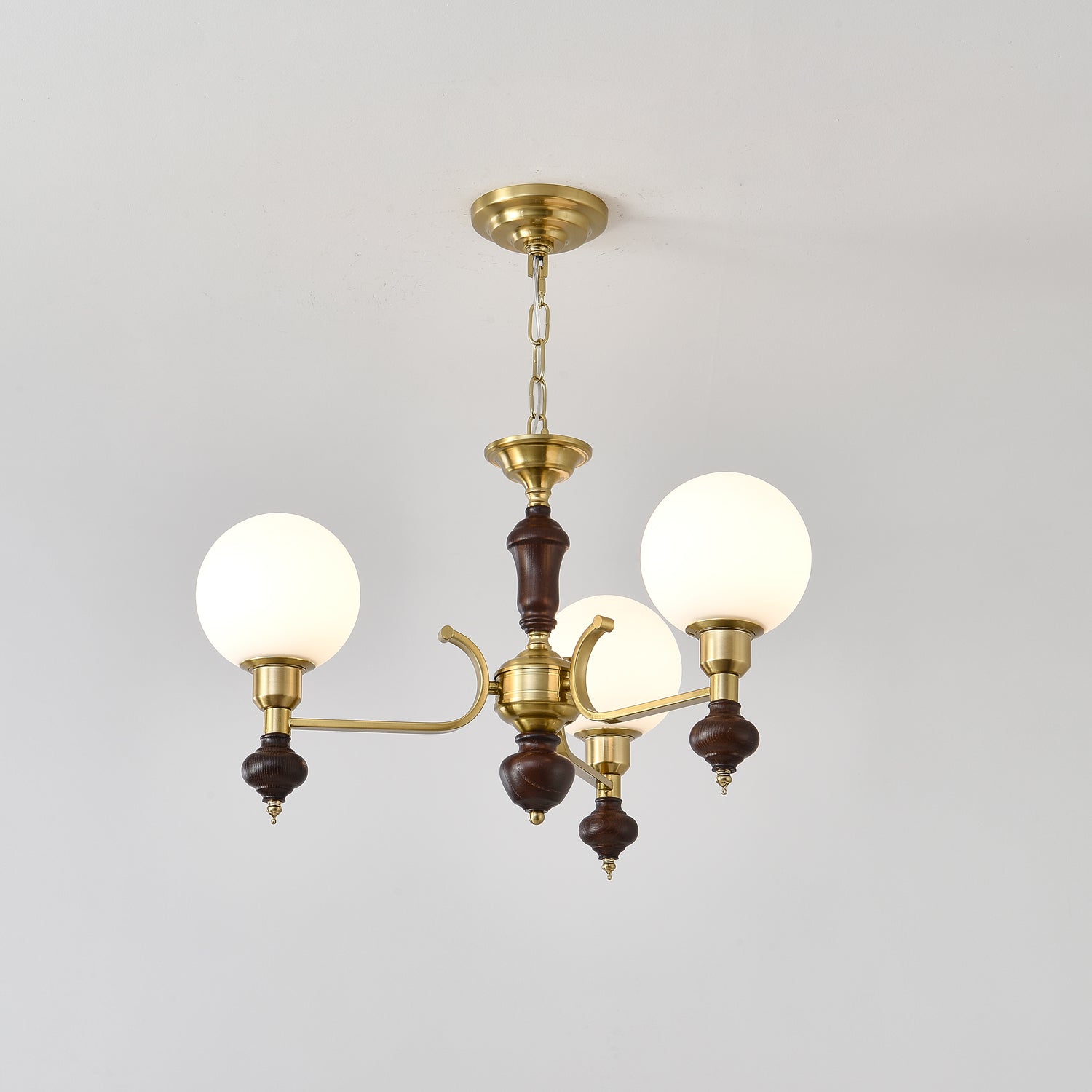 Lustra Kronleuchter Holz Messing Globus Kugel-Letslighting