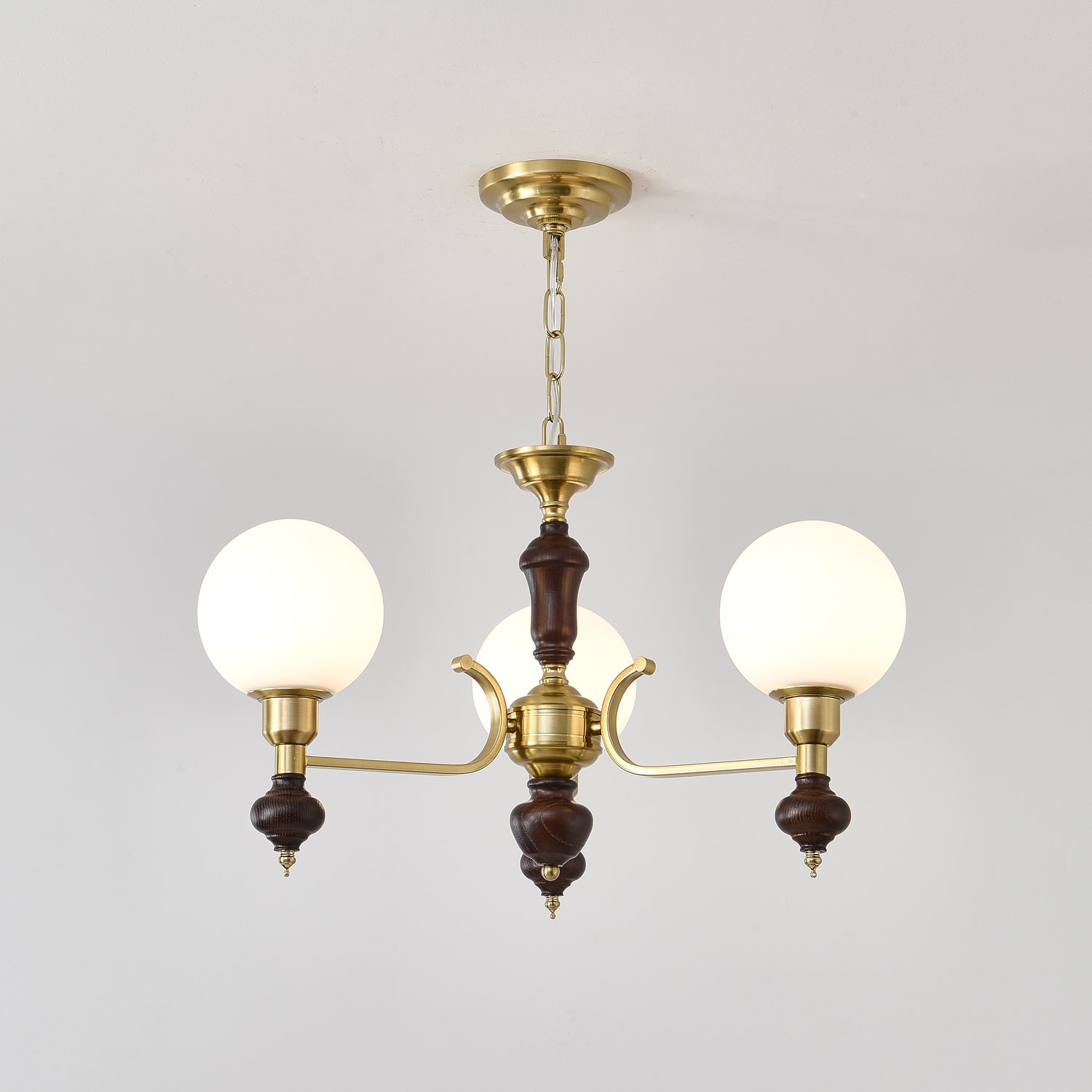 Lustra Kronleuchter Holz Messing Globus Kugel-Letslighting
