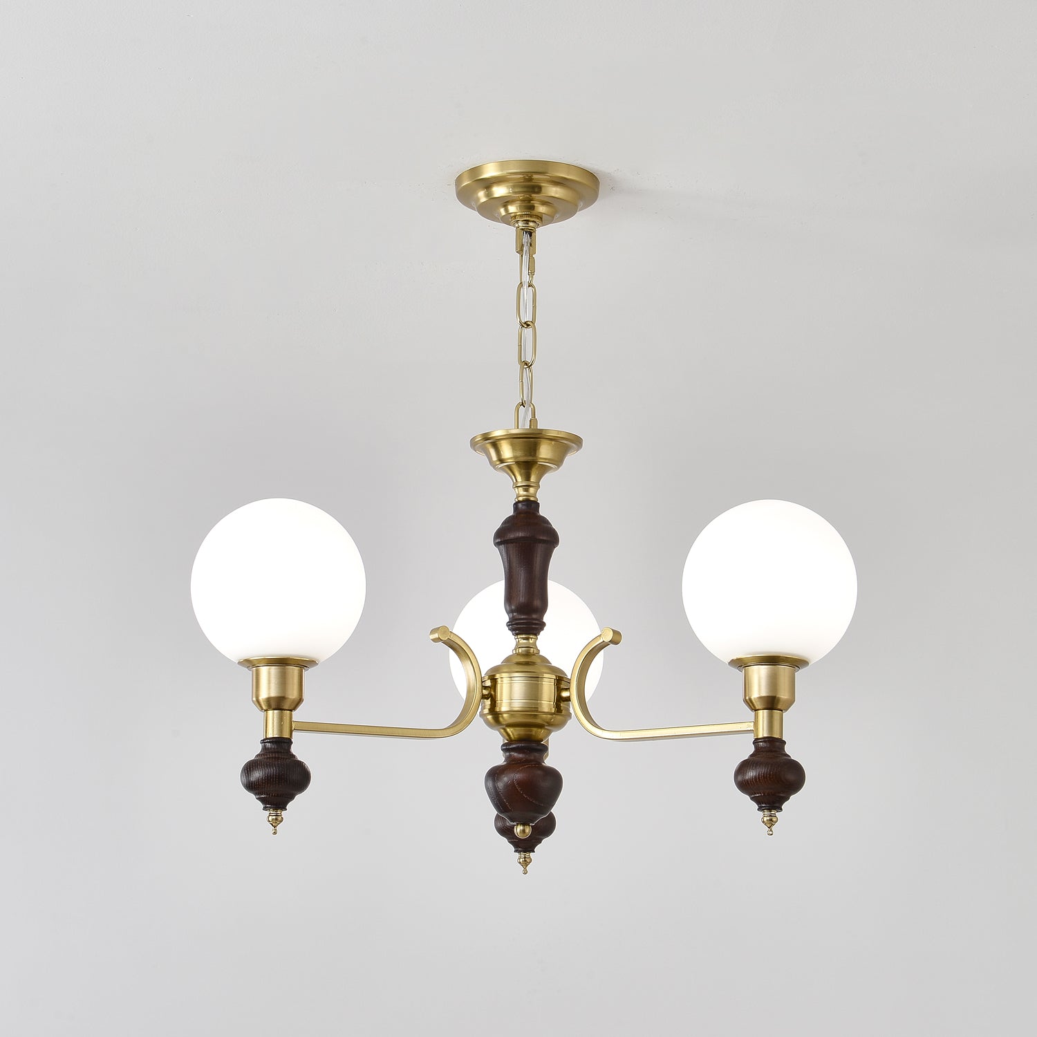 Lustra Kronleuchter Holz Messing Globus Kugel-Letslighting