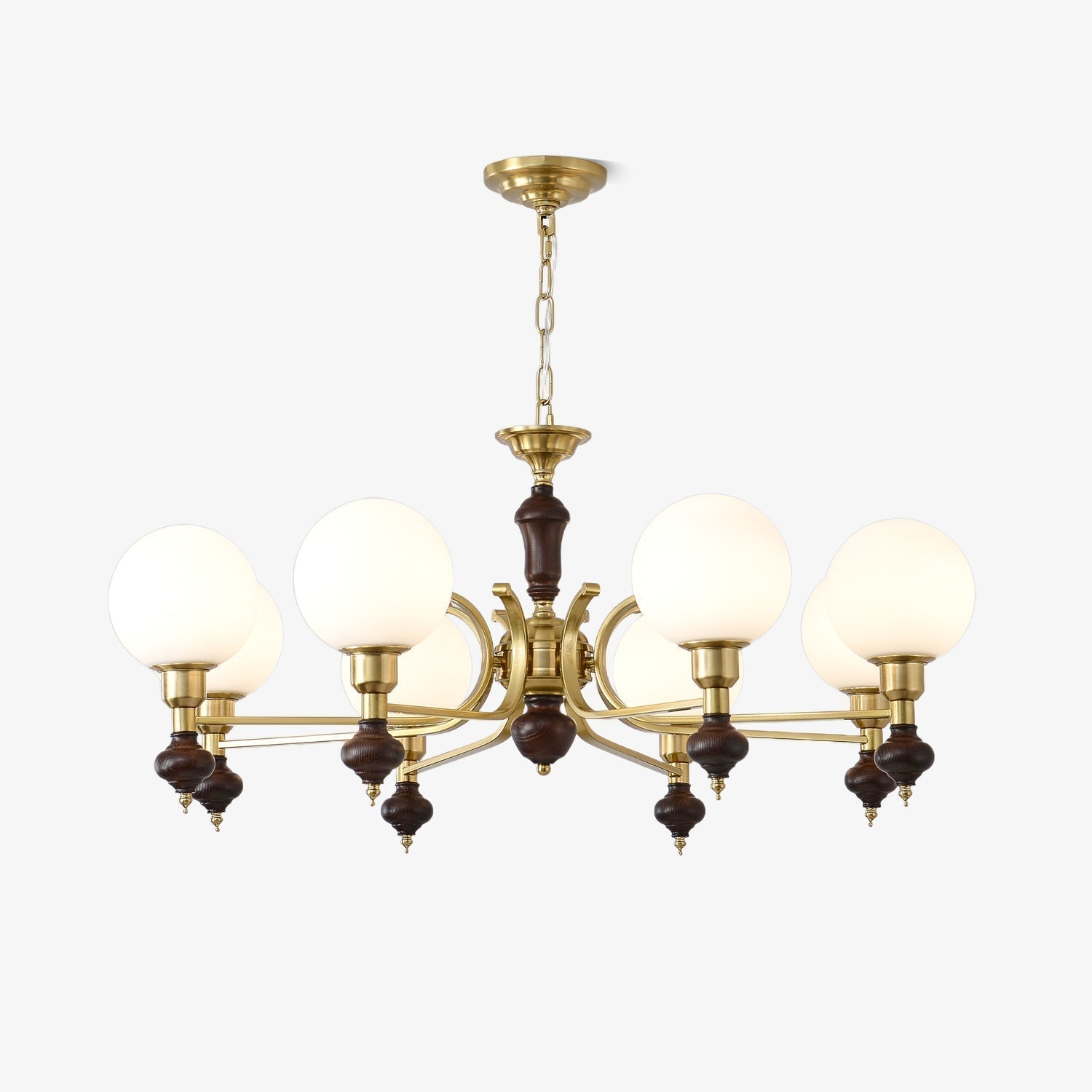 Lustra Kronleuchter Holz Messing Globus Kugel-Letslighting