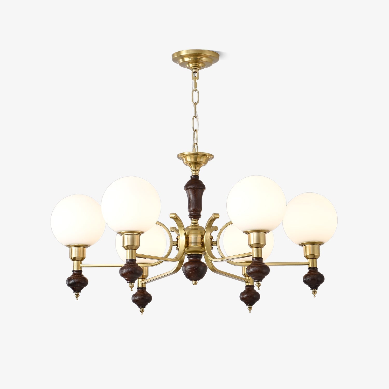 Lustra Kronleuchter Holz Messing Globus Kugel-Letslighting