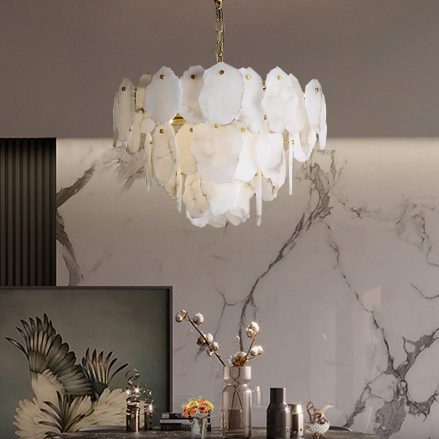 Gloire Individual Creativity Brass Alabaster Chandelier - Letslighting