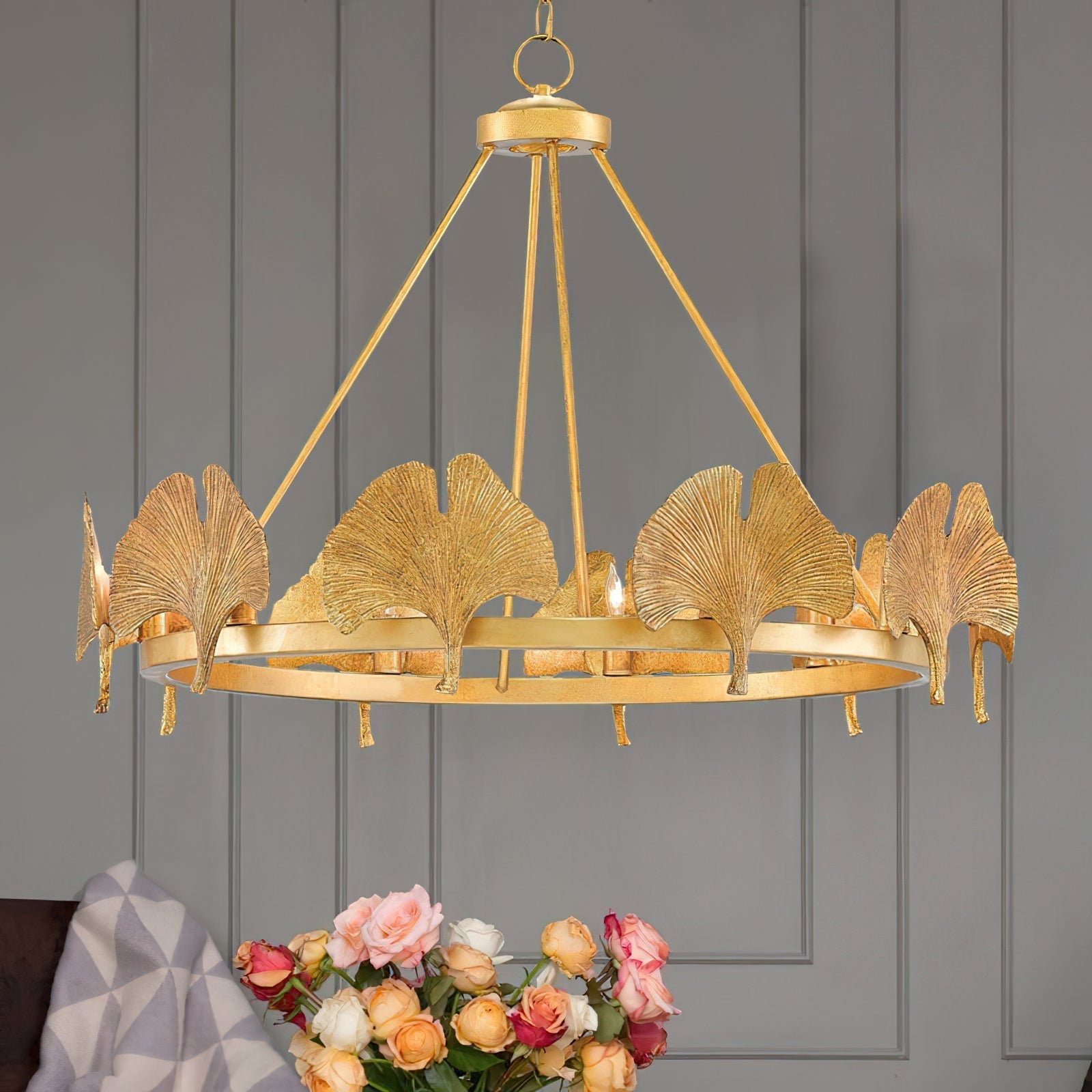 Cavinan Kreativität Folie Ginkgo Blatt Gold Kronleuchter-Letslighting