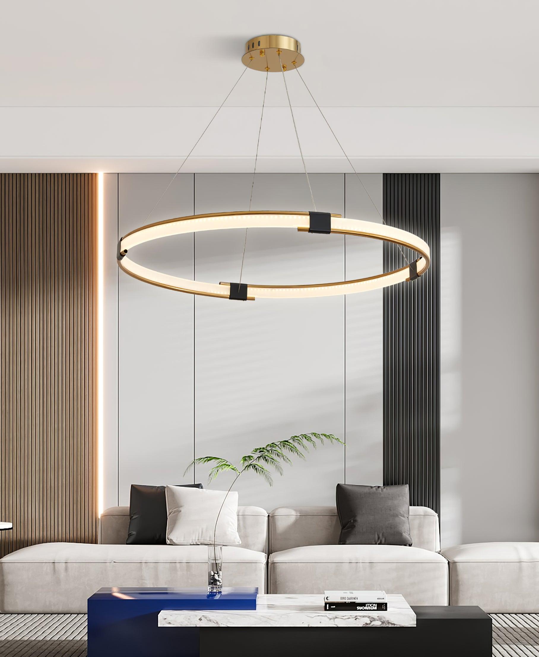 Lustra Chandelier Gold Ring LED Halo Modern - Letslighting
