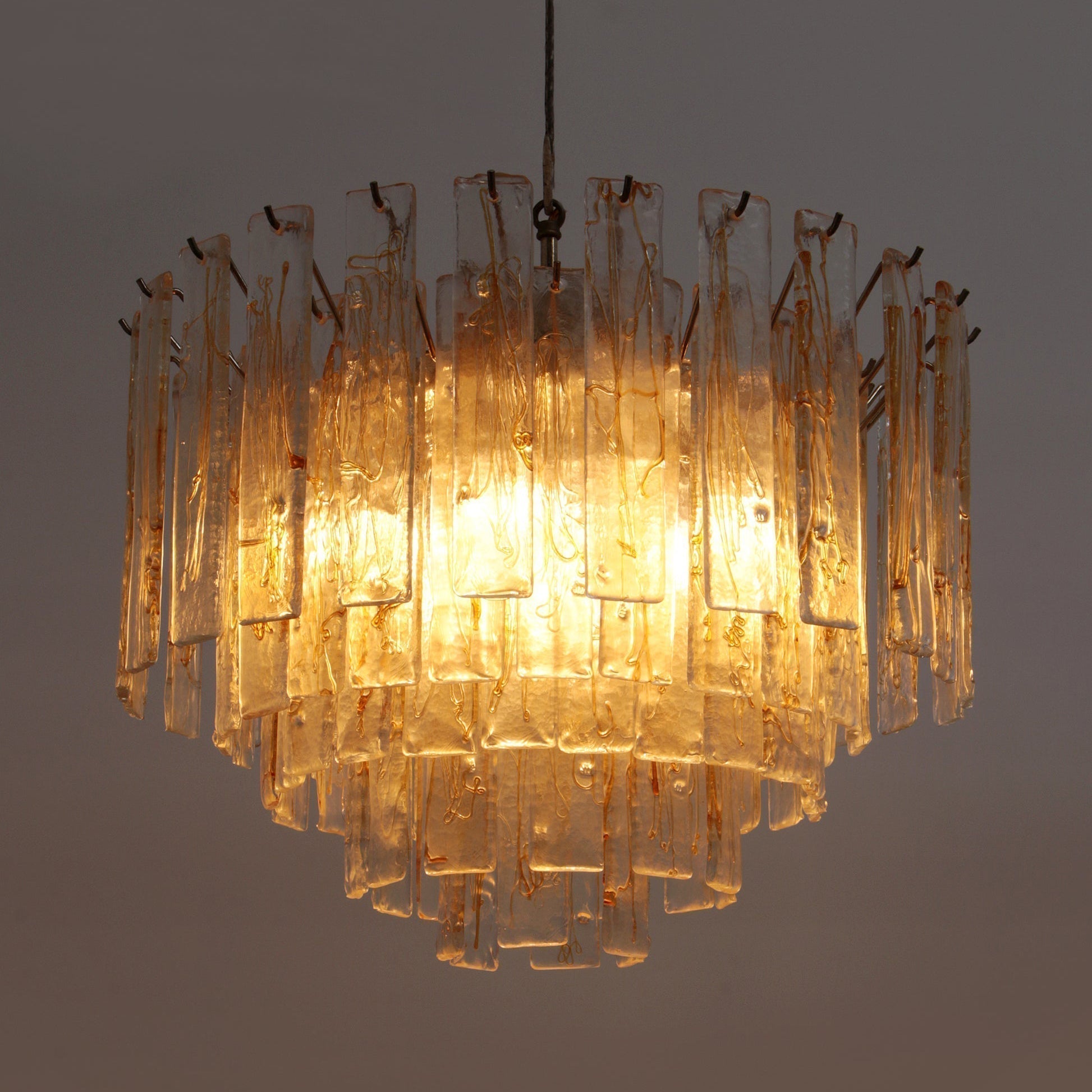 Aurora Chandelier Golden Amber Glass Layered Geometric Luxury - Neutralighting