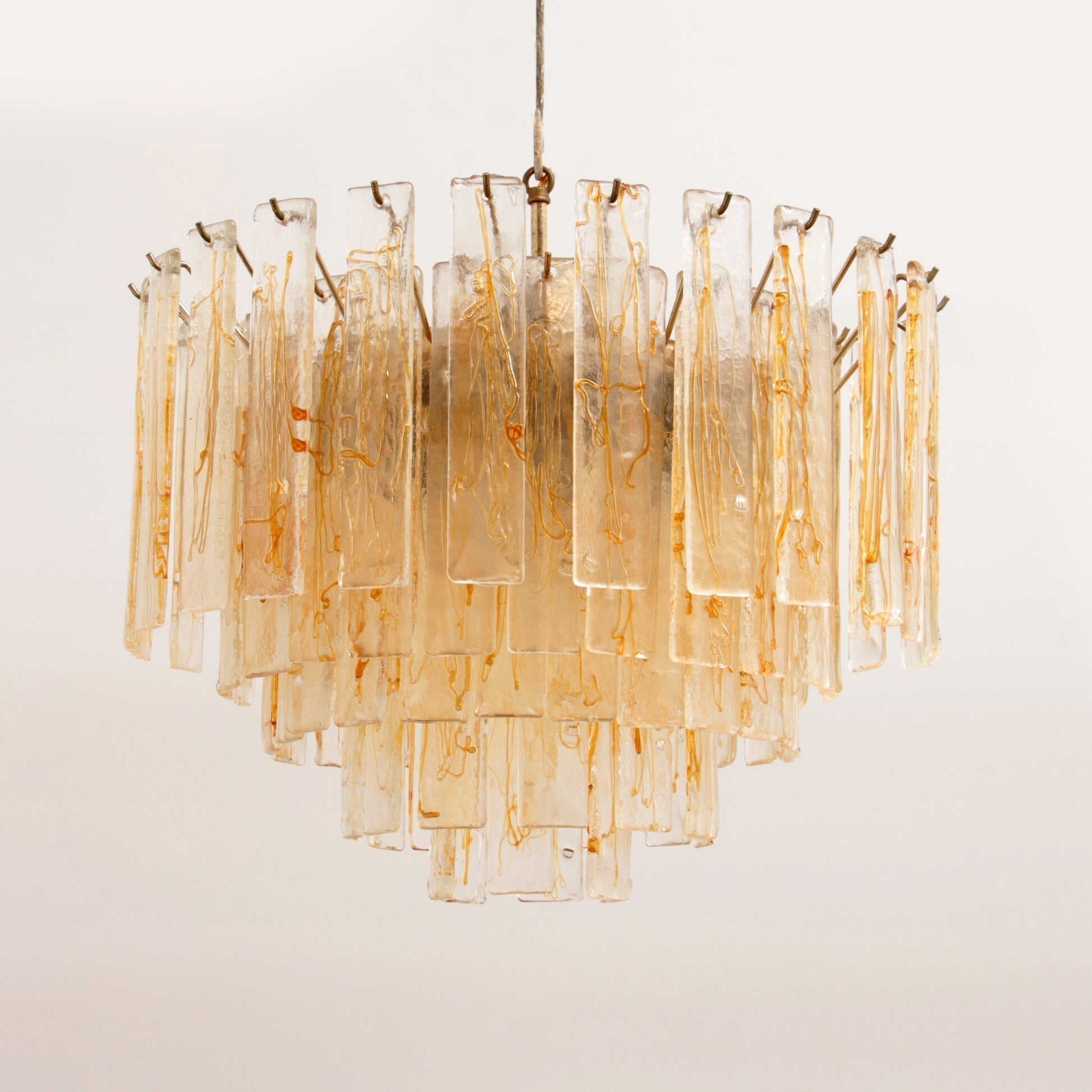 Aurora Chandelier Golden Amber Glass Layered Geometric Luxury - Neutralighting