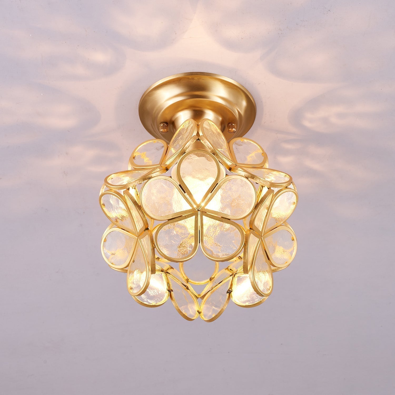 Ullaeiel Postmoderne Luxus-Deckenleuchte Bloom aus goldenem Glas-Letslighting