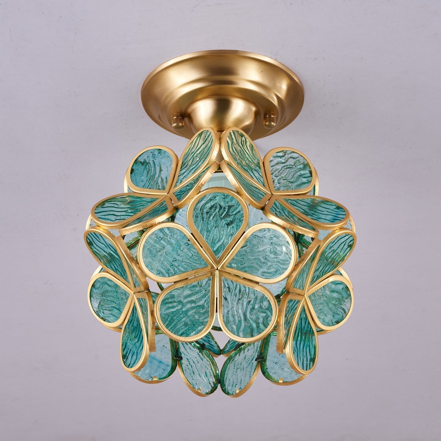 Ullaeiel Postmoderne Luxus-Deckenleuchte Bloom aus goldenem Glas-Letslighting