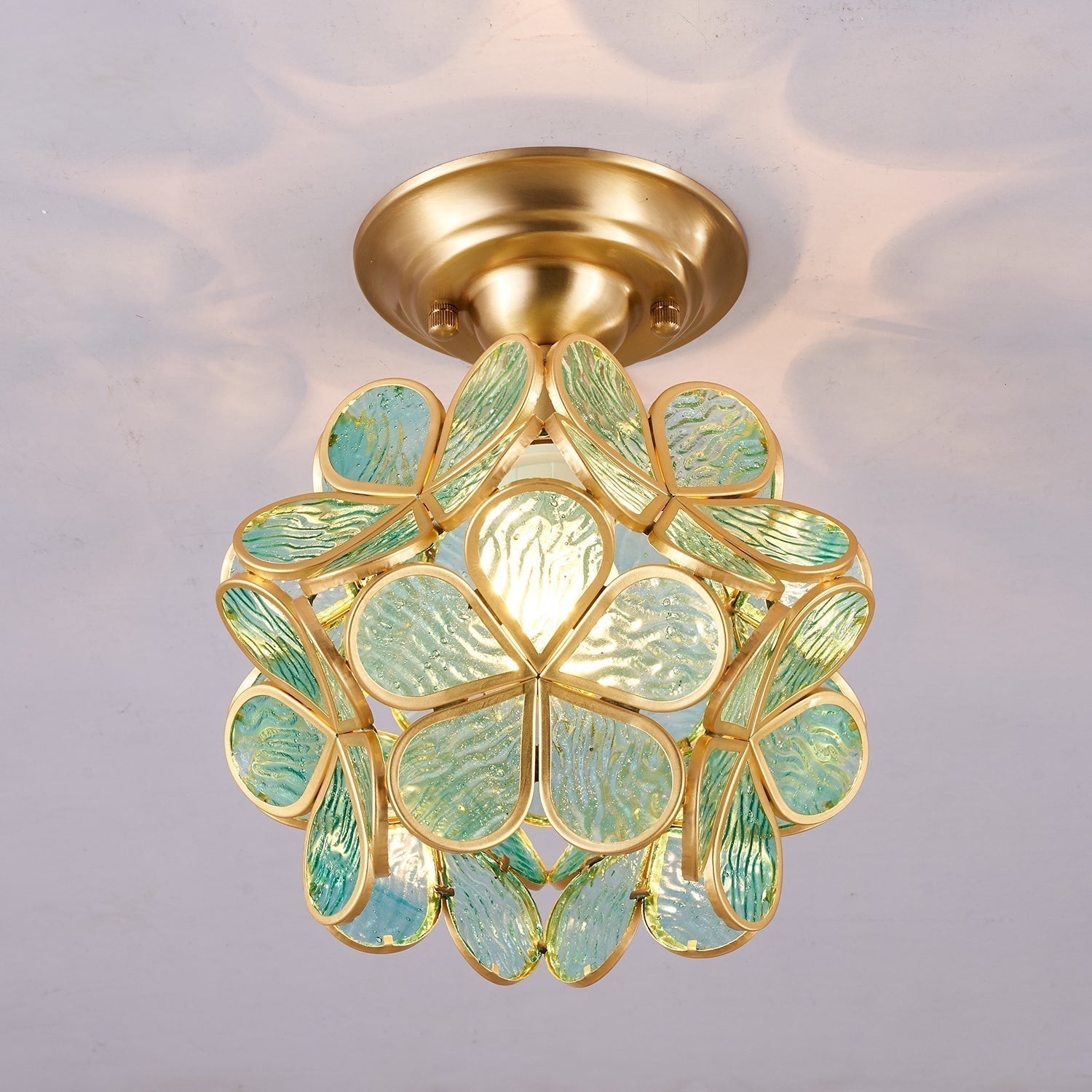 Ullaeiel Postmoderne Luxus-Deckenleuchte Bloom aus goldenem Glas-Letslighting