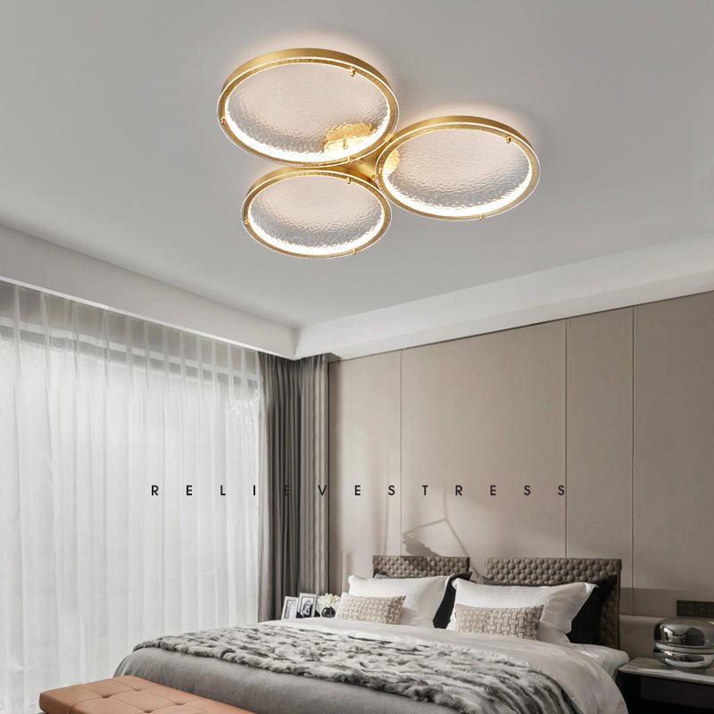Itale Unique Rings Deckenleuchte aus Goldenem Messing und Glas-Letslighting