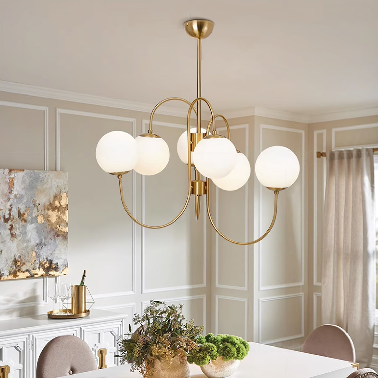 Lustra Kronleuchter Messing Globe Cluster Gebogener Arm-Letslighting