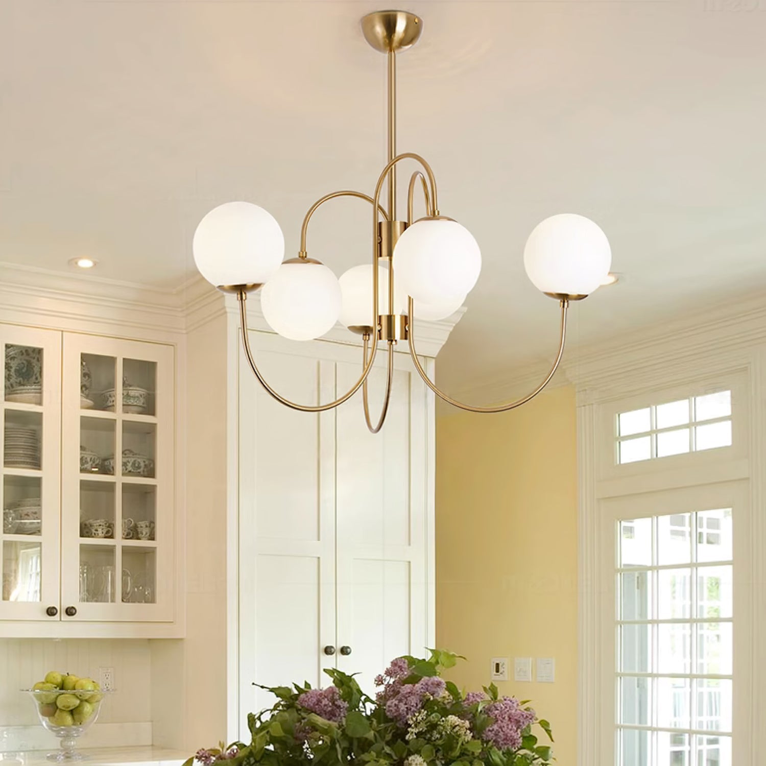 Lustra Kronleuchter Messing Globe Cluster Gebogener Arm-Letslighting