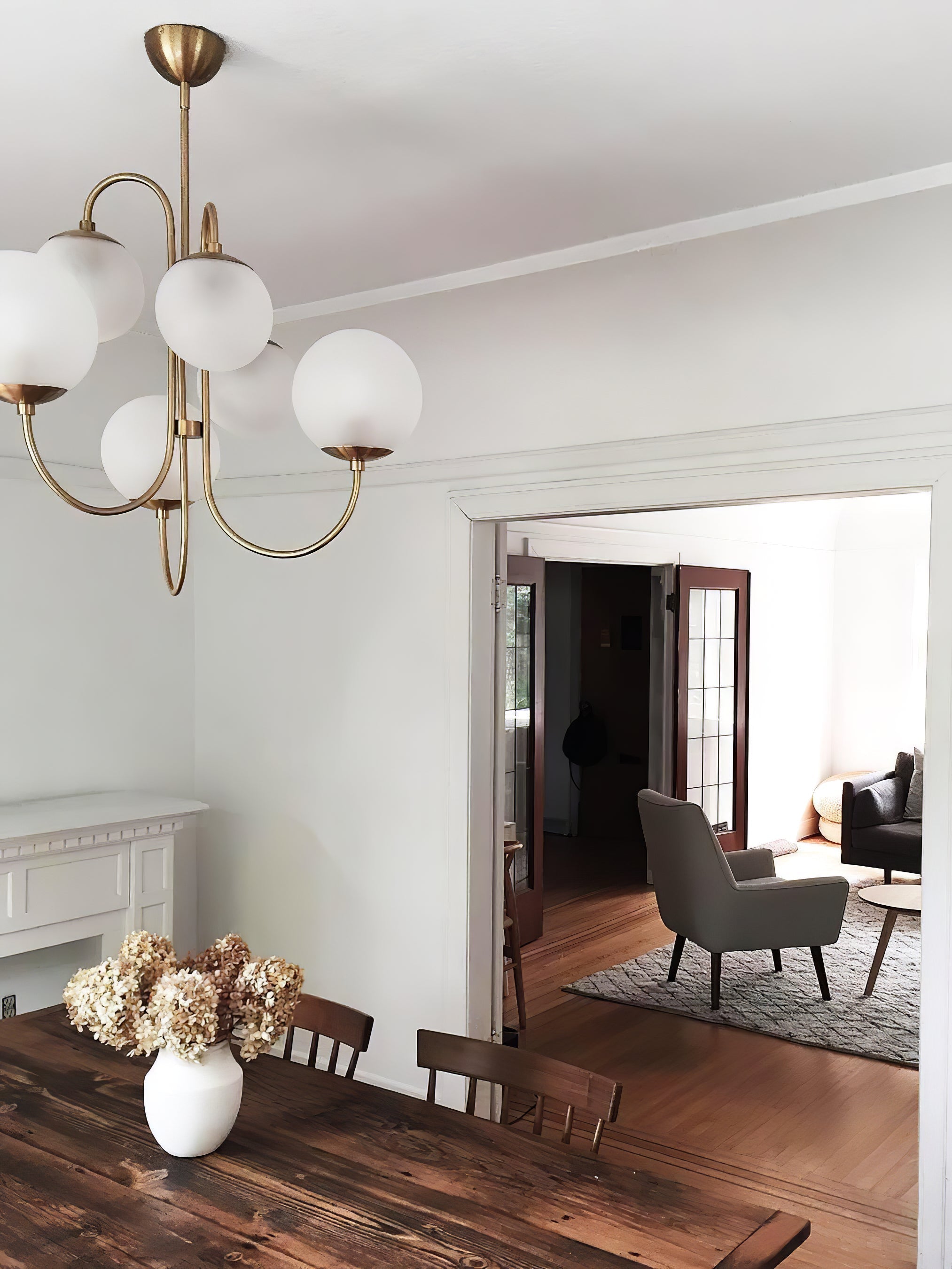 Lustra Kronleuchter Messing Globe Cluster Gebogener Arm-Letslighting