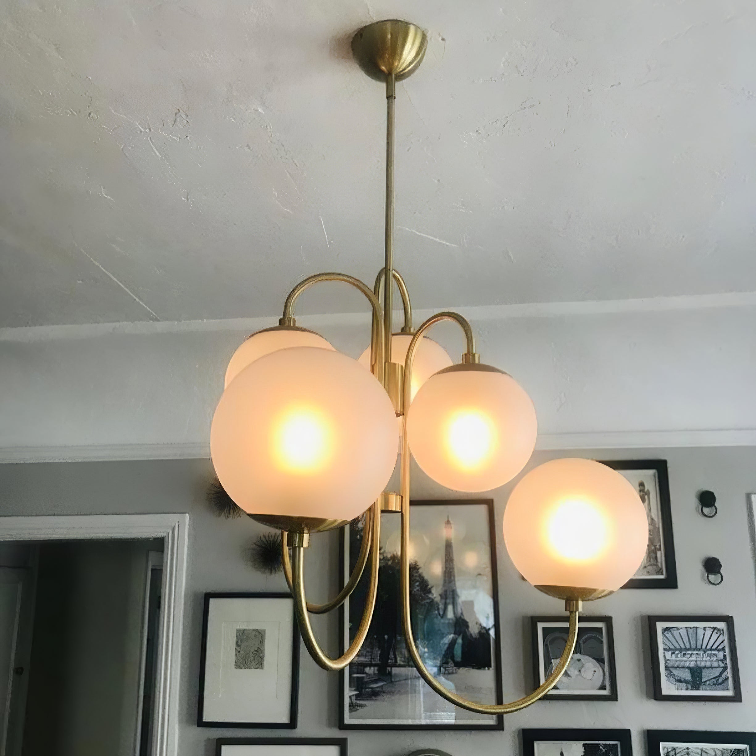Lustra Kronleuchter Messing Globe Cluster Gebogener Arm-Letslighting