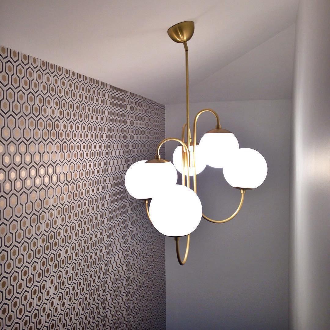 Lustra Kronleuchter Messing Globe Cluster Gebogener Arm-Letslighting
