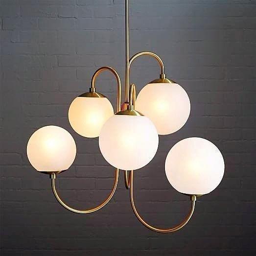 Lustra Kronleuchter Messing Globe Cluster Gebogener Arm-Letslighting