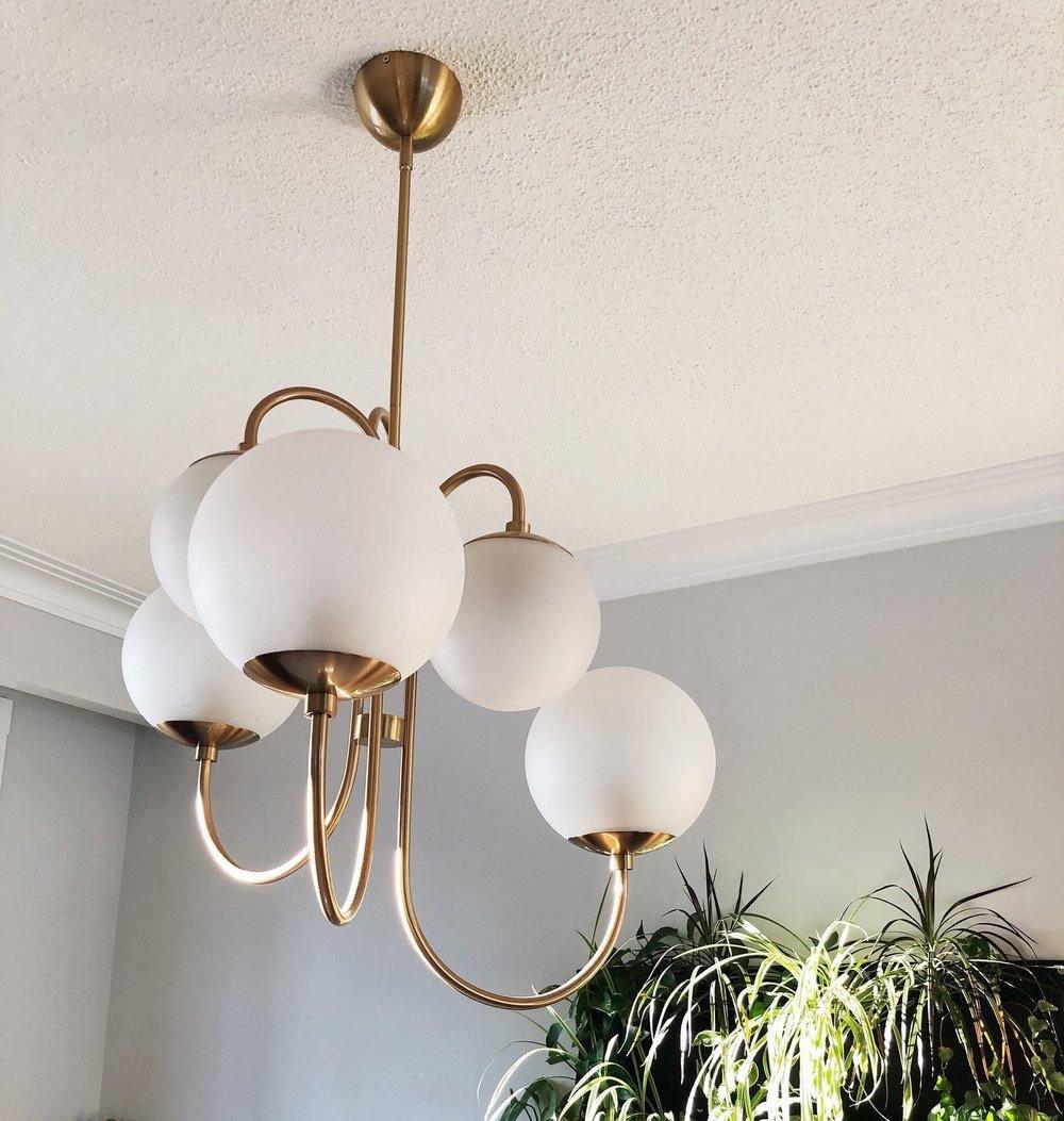 Lustra Kronleuchter Messing Globe Cluster Gebogener Arm-Letslighting